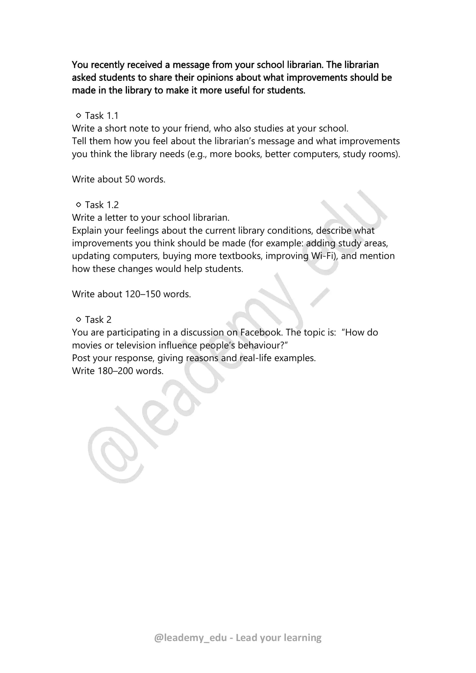 Task Prompts for Students 1