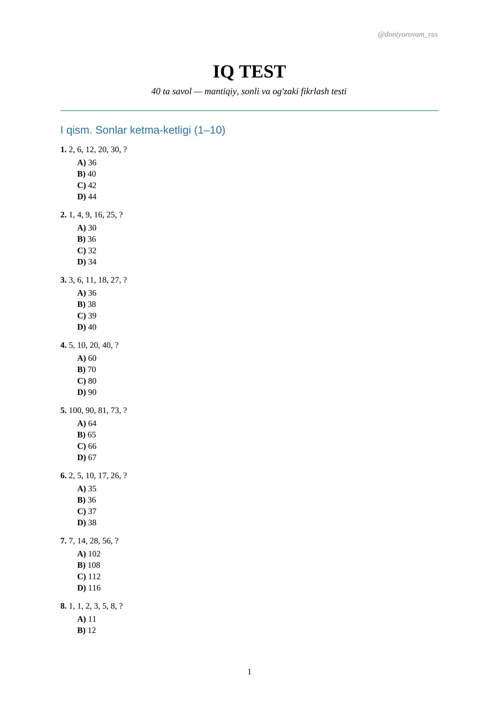 IQ TEST 1