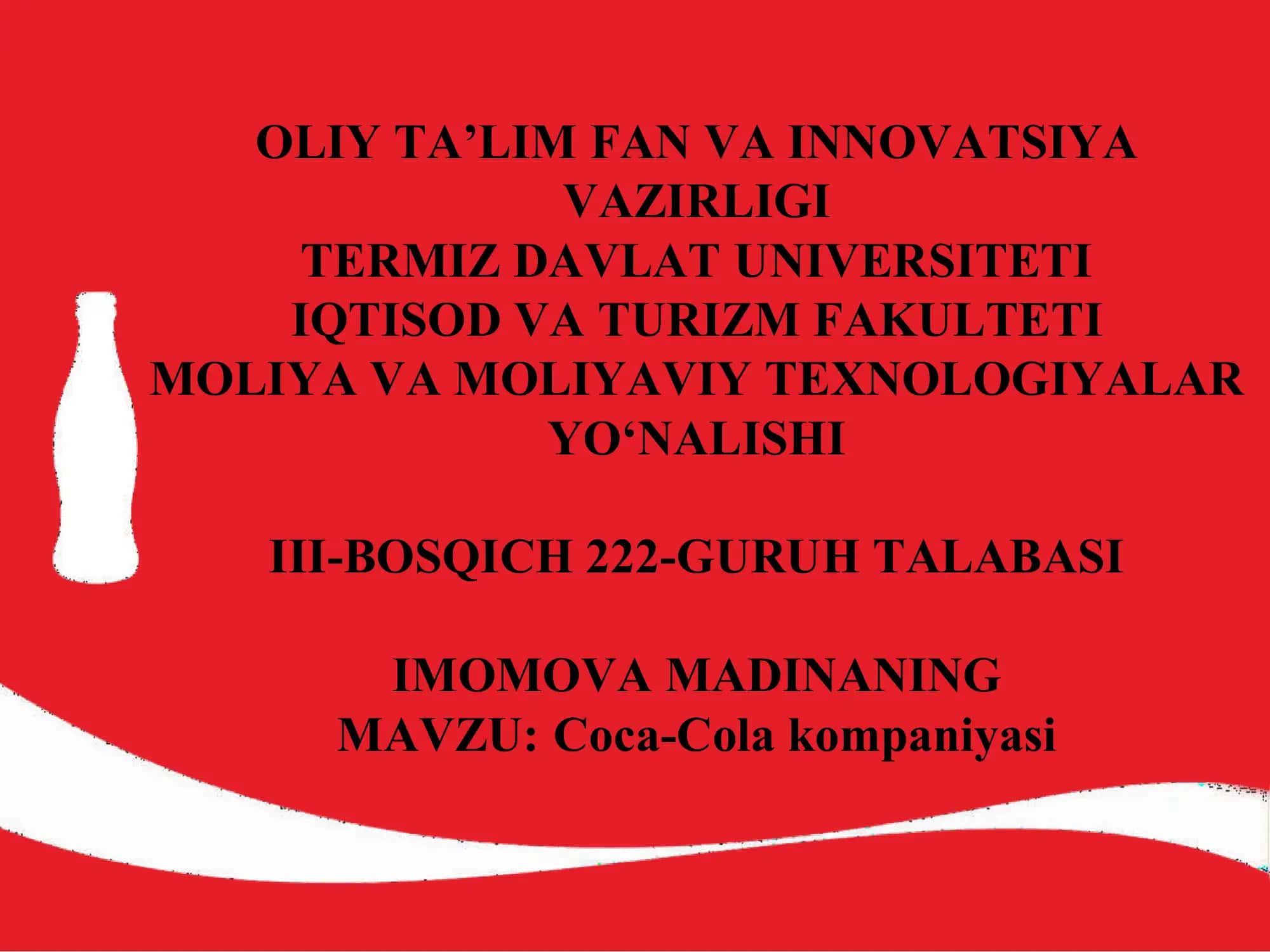 Coca-Cola kompaniyasi 1