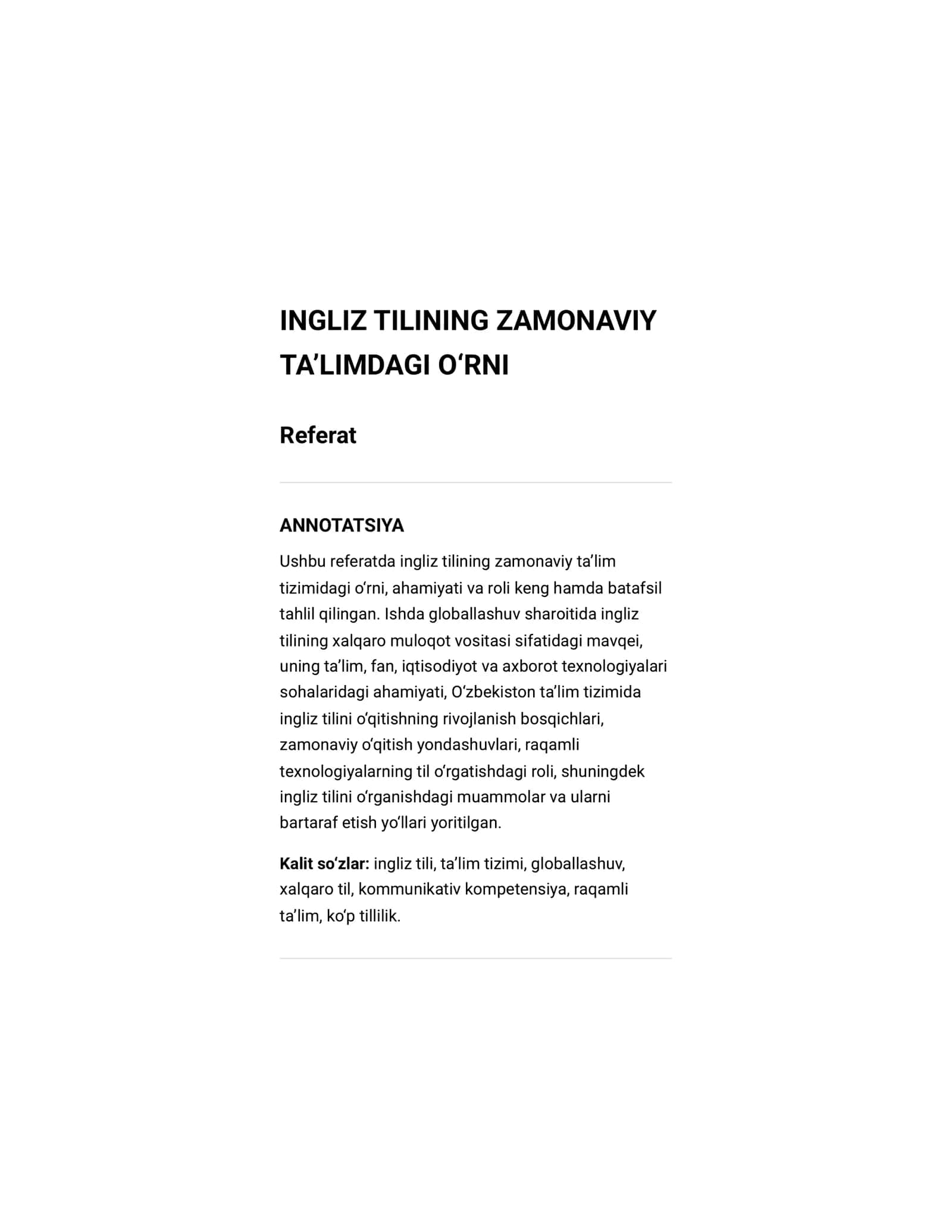 Ingliz tilini zamonaviy taʼlimdagi oʻrni 1
