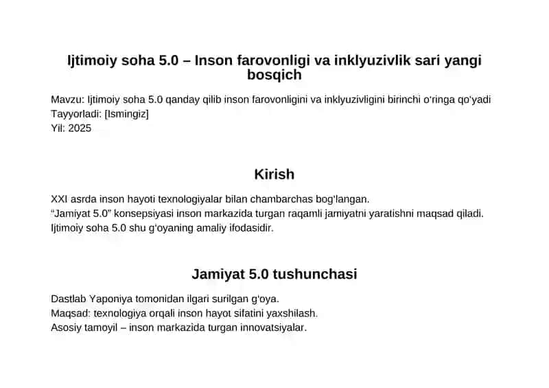 Ijtimoiy soha 5.0 – Inson farovonligi va inklyuzivlik sari yangi bosqich