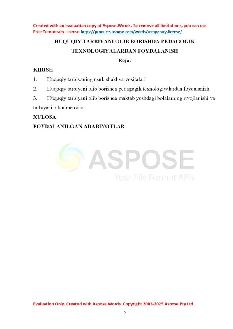HUQUQIY TARBIYANI OLIB BORISHDA PEDAGOGIK TEXNOLOGIYALARDAN FOYDALANISH 1
