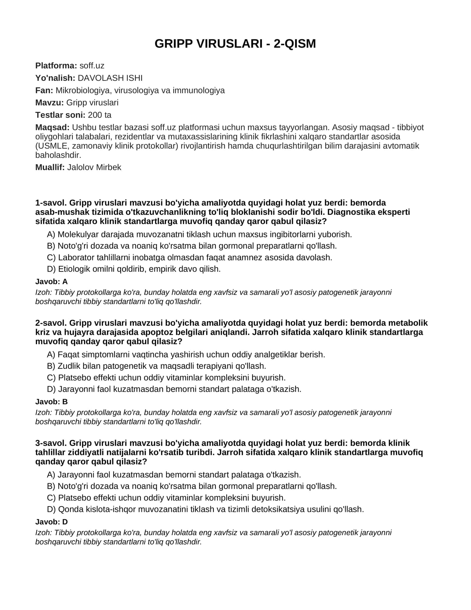 GRIPP VIRUSLARI - 2-QISM 1