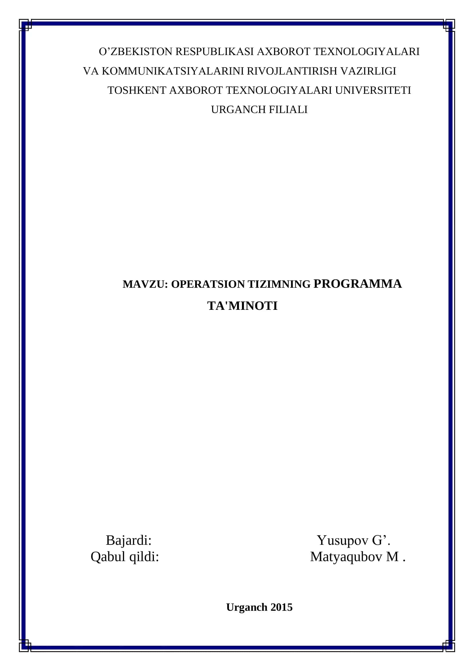 OPERATSION TIZIMNING PROGRAMMA TA'MINOTI 1