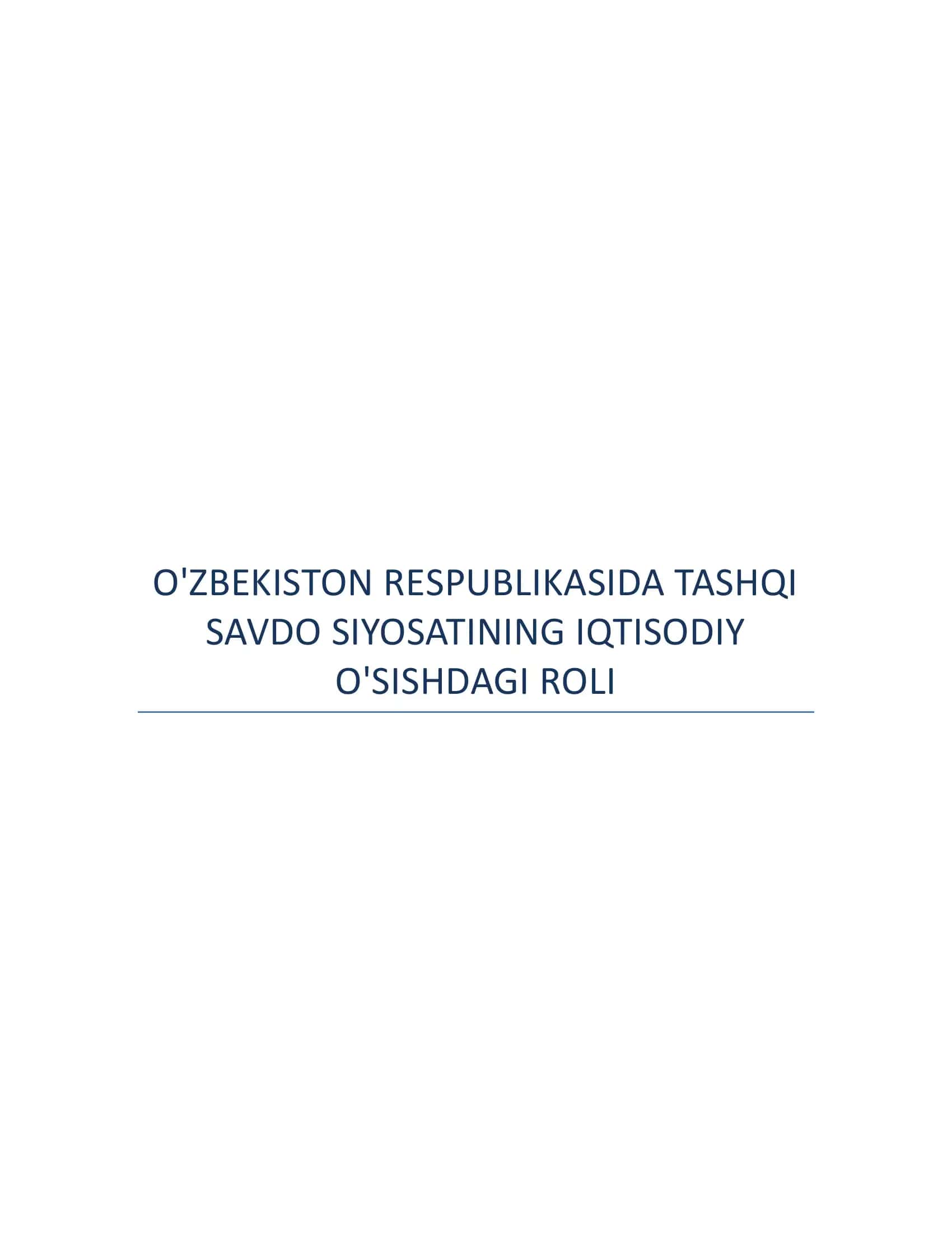 Tashqi Savdo Siyosati 1