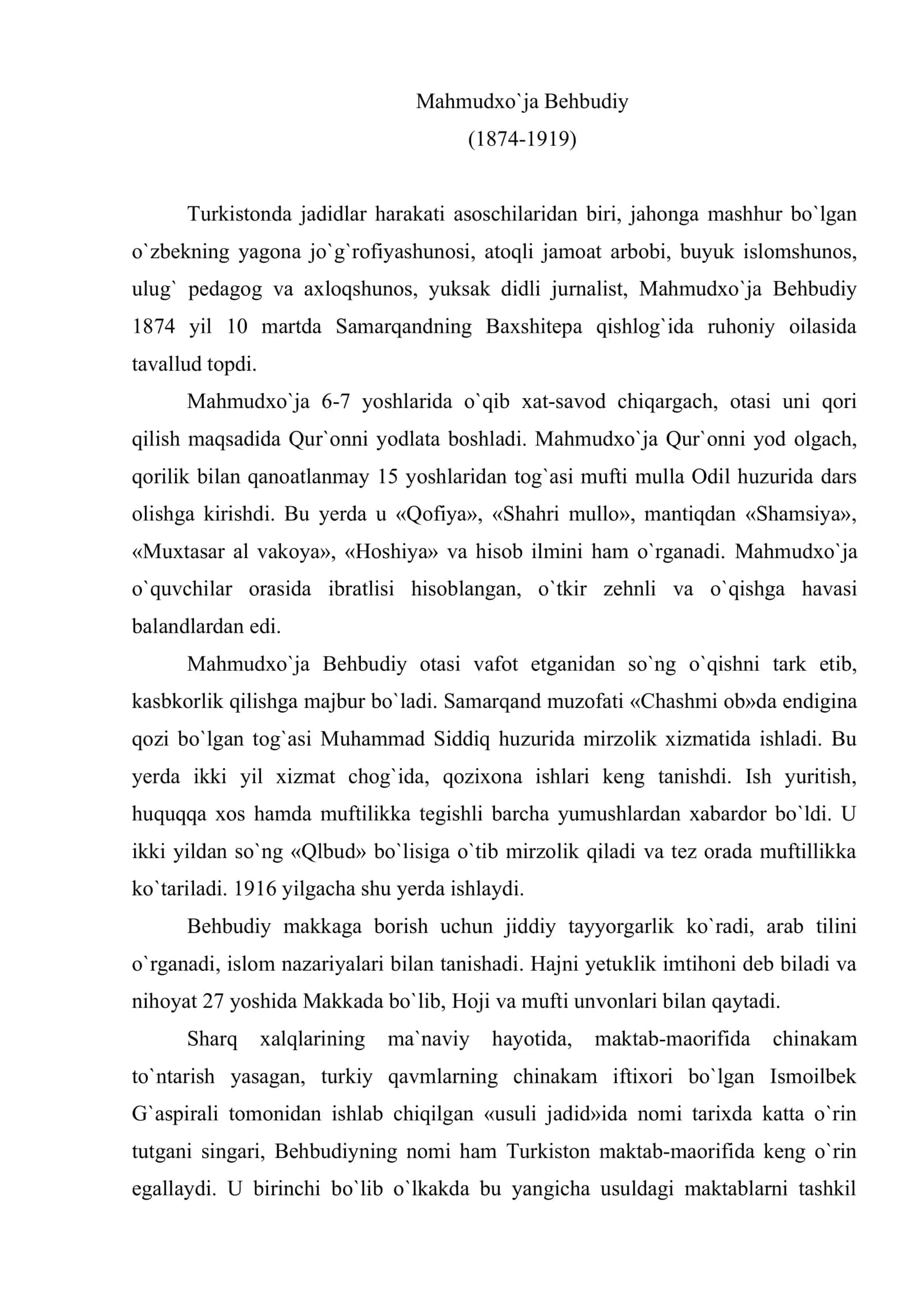 Mahmudxo`ja Behbudiy 1