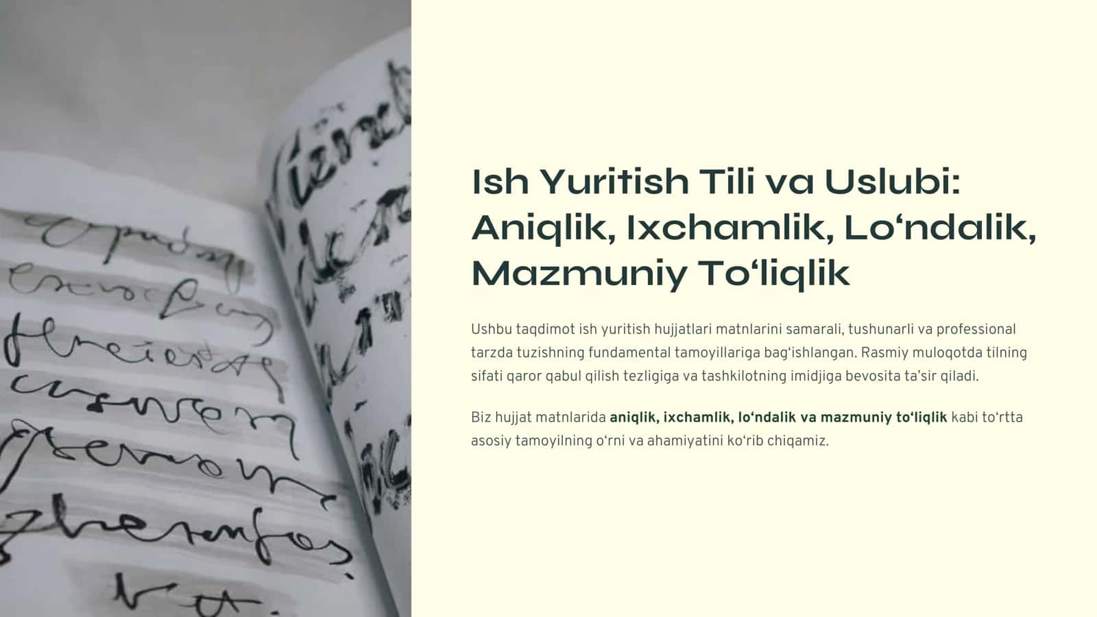 Ish Yuritish Tili va Uslubi 1
