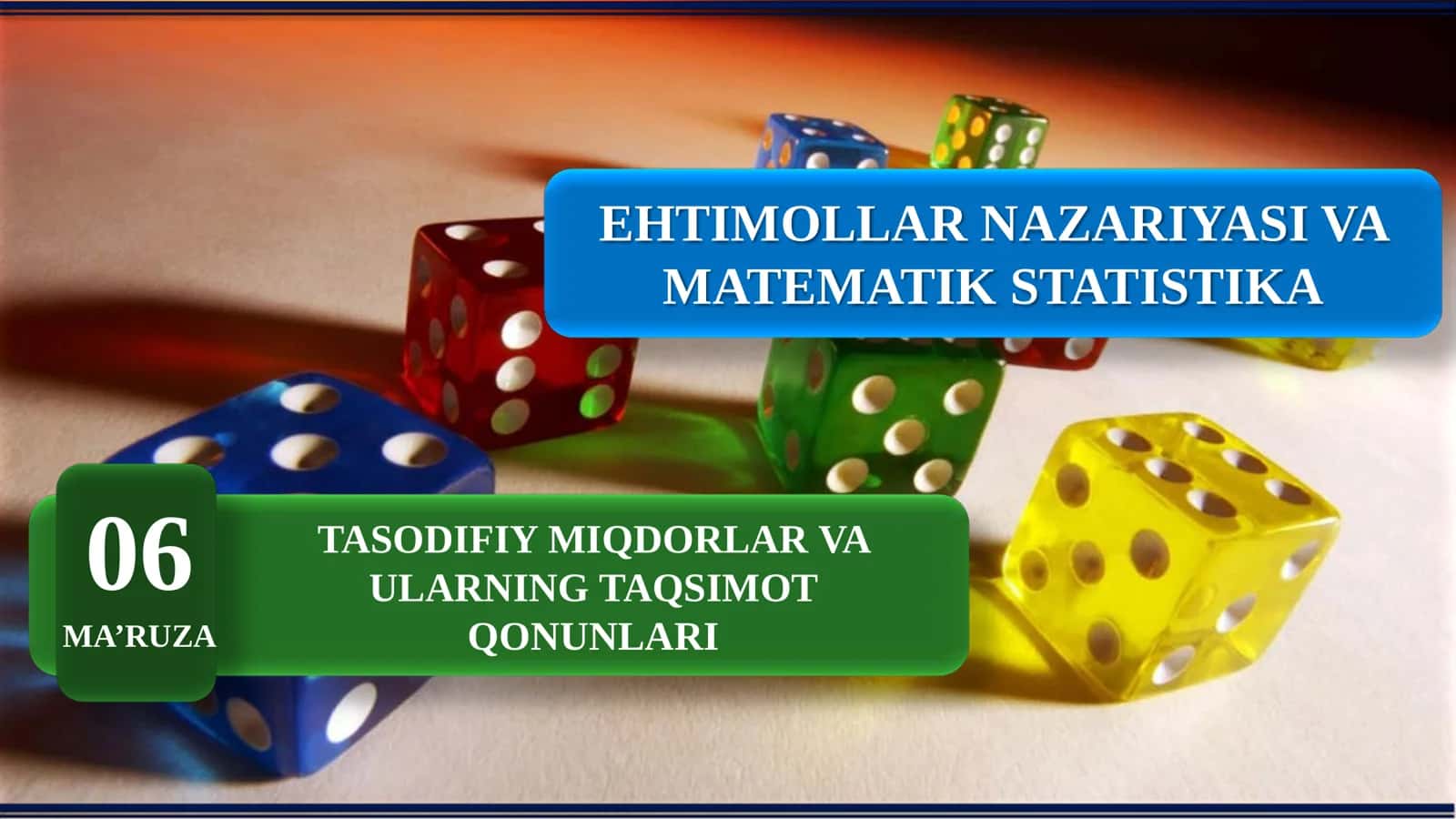 Tasodifiy miqdorlar va ularning taqsimot qonunlari 1