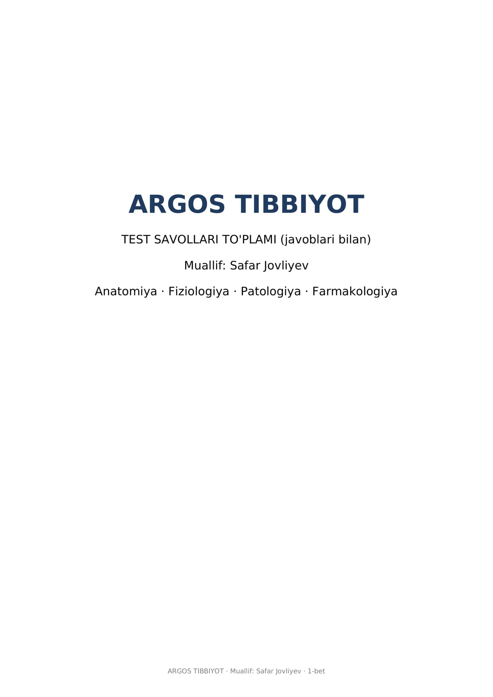 [ARGOS TIBBIYOT] 1