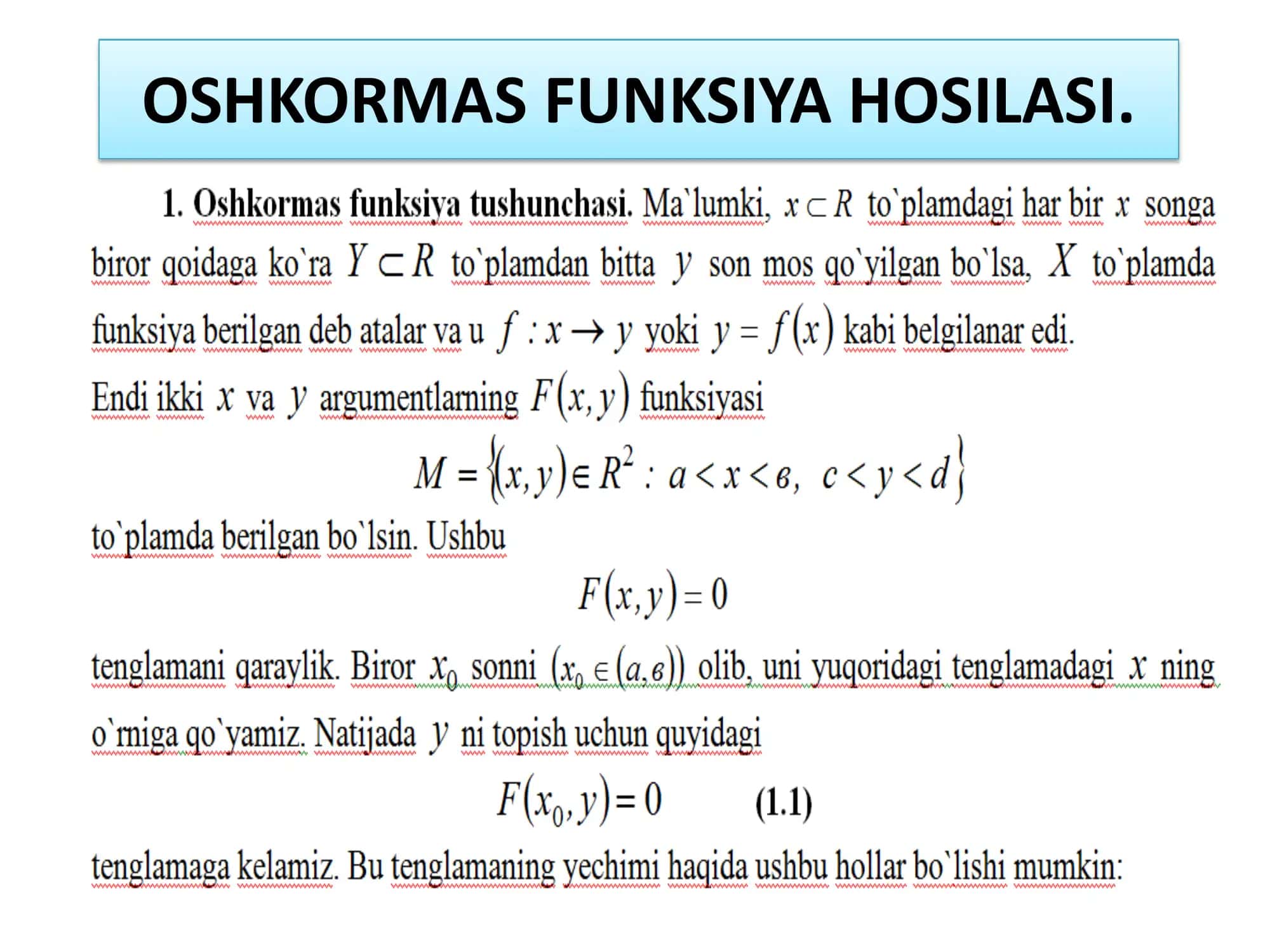 OSHKORMAS FUNKSIYA HOSILASI 1