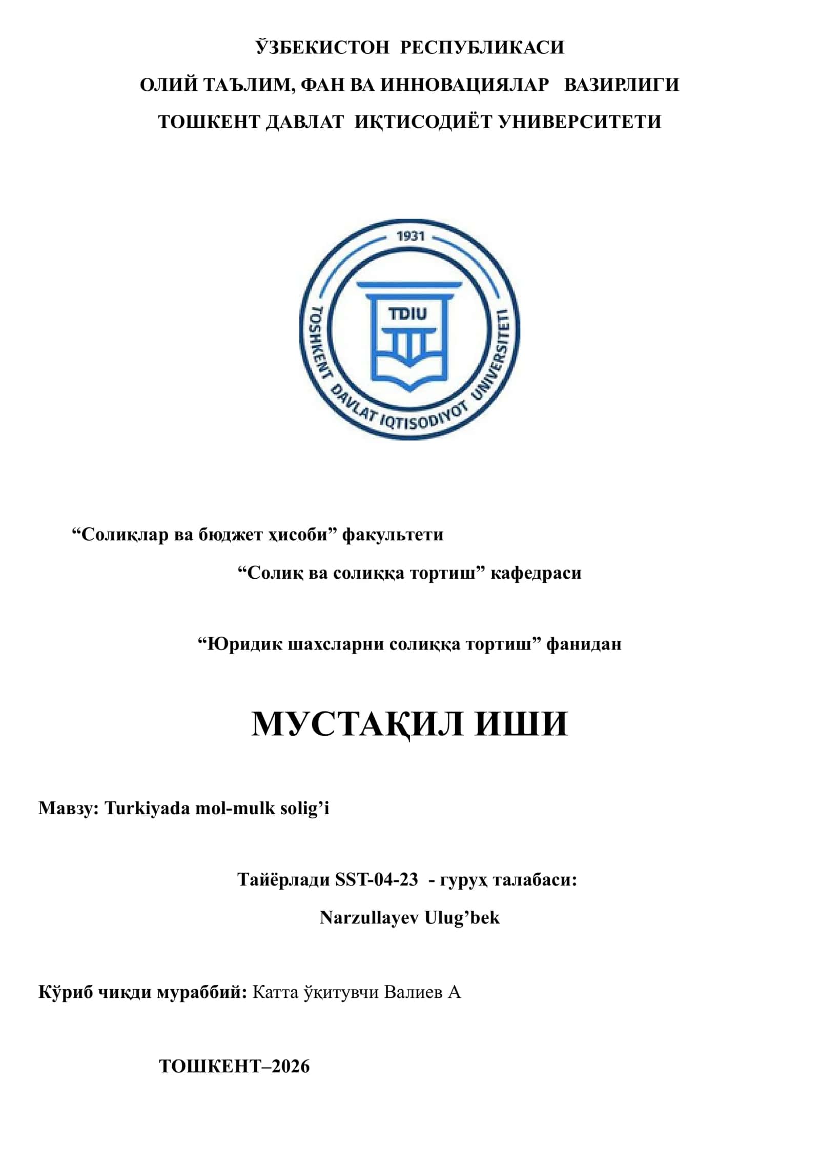 Turkiyada mol-mulk solig’i 1