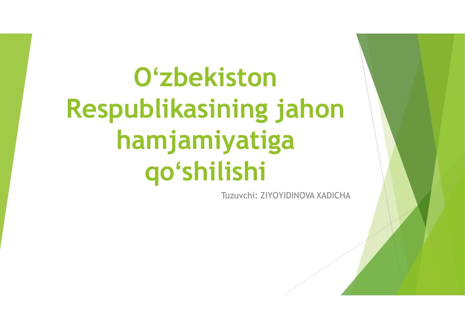 Oʻzbekiston Respublikasining jahon hamjamiyatiga qoʻshilishi 1
