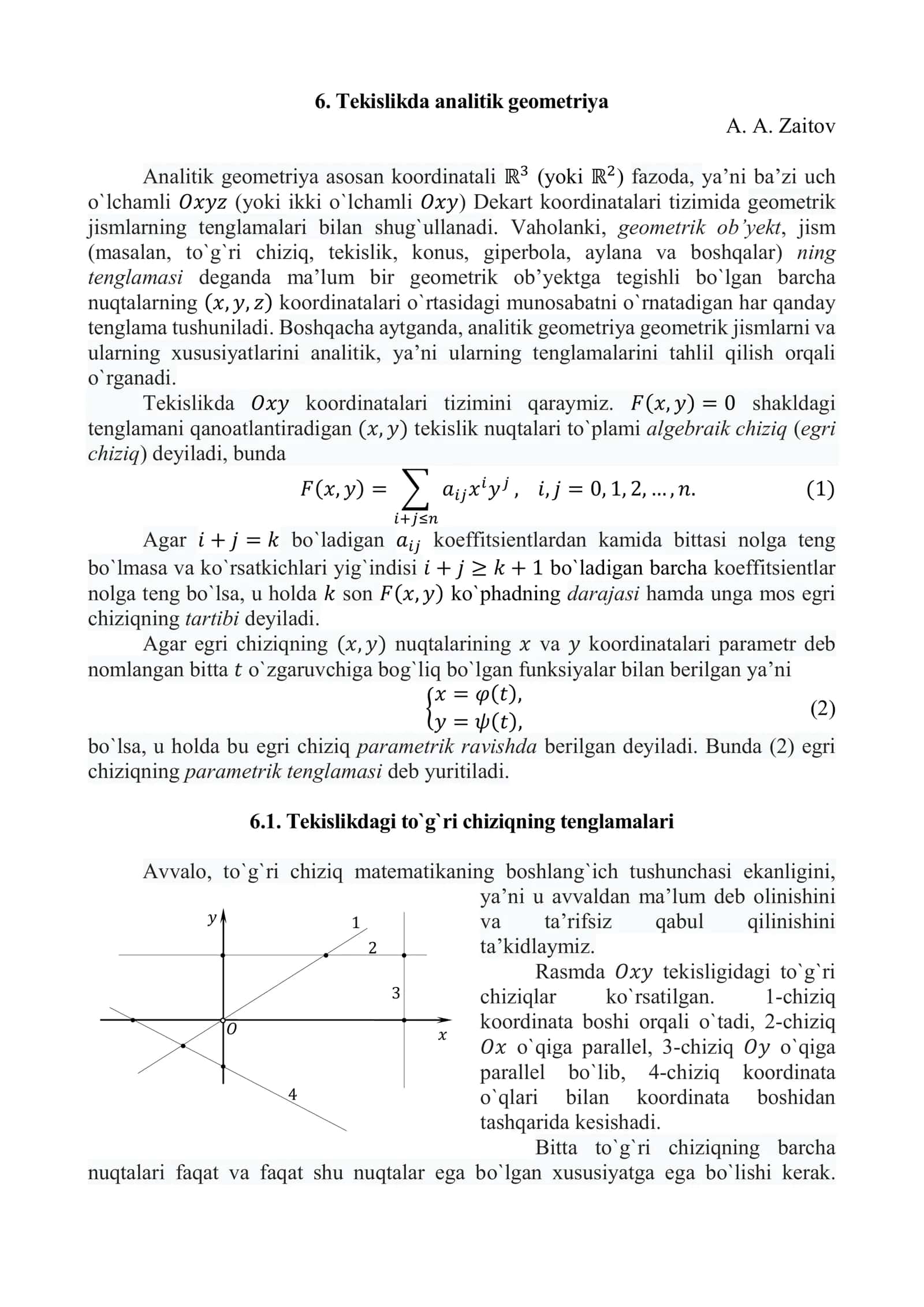 Tekislikda analitik geometriya 1