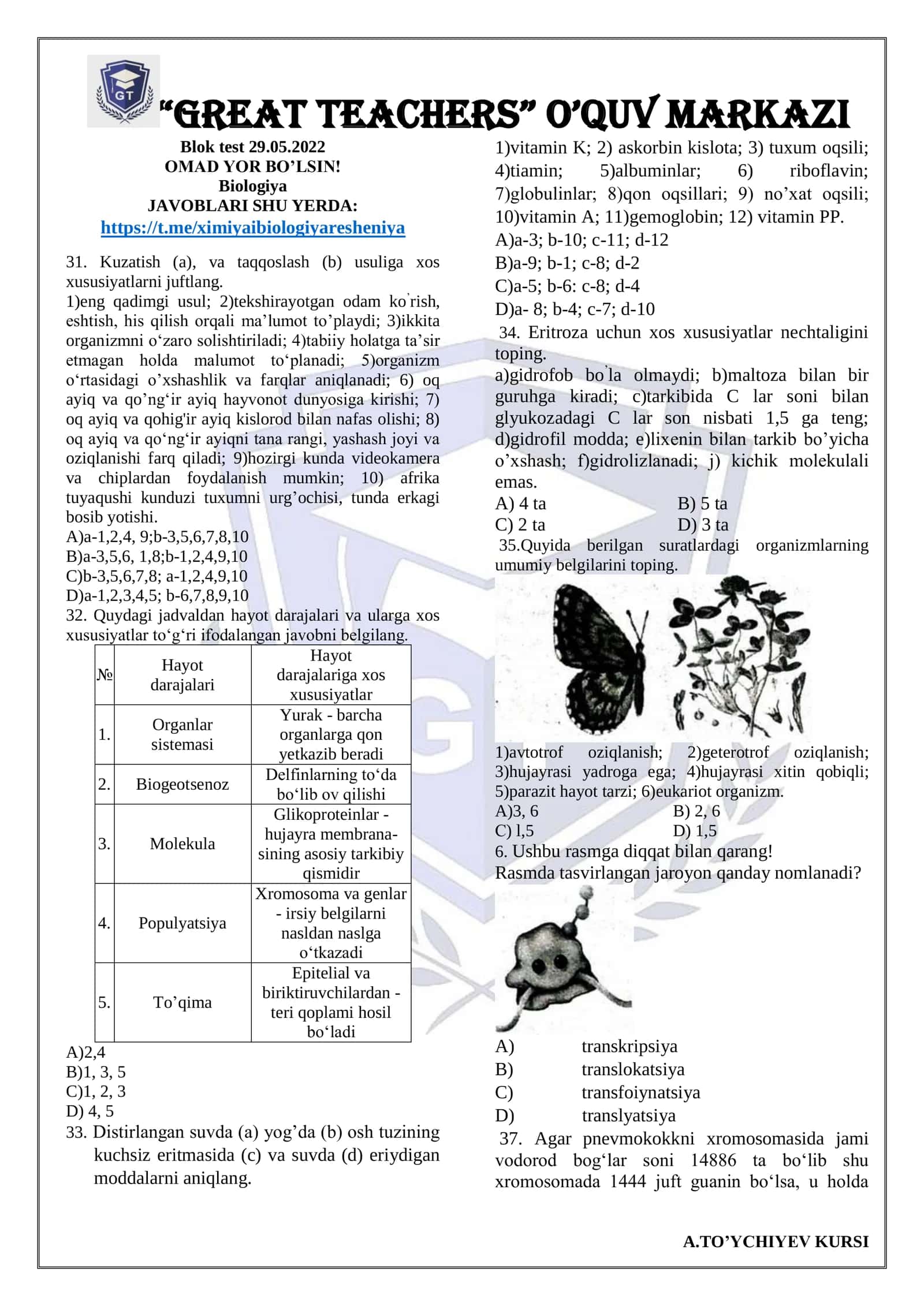 Biologiya Blok test 29.05.2022 1