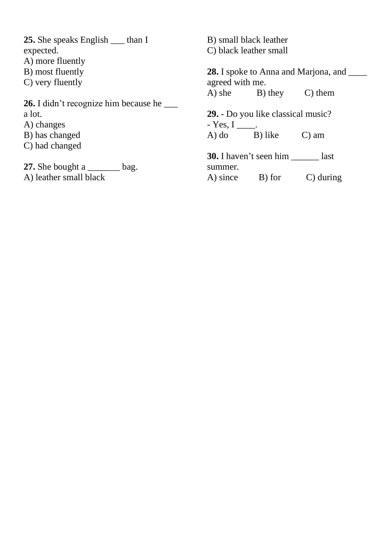 Beneficial tests for B1/B2 level 2