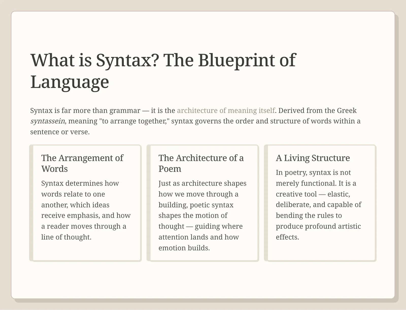 Poetic Syntax 2