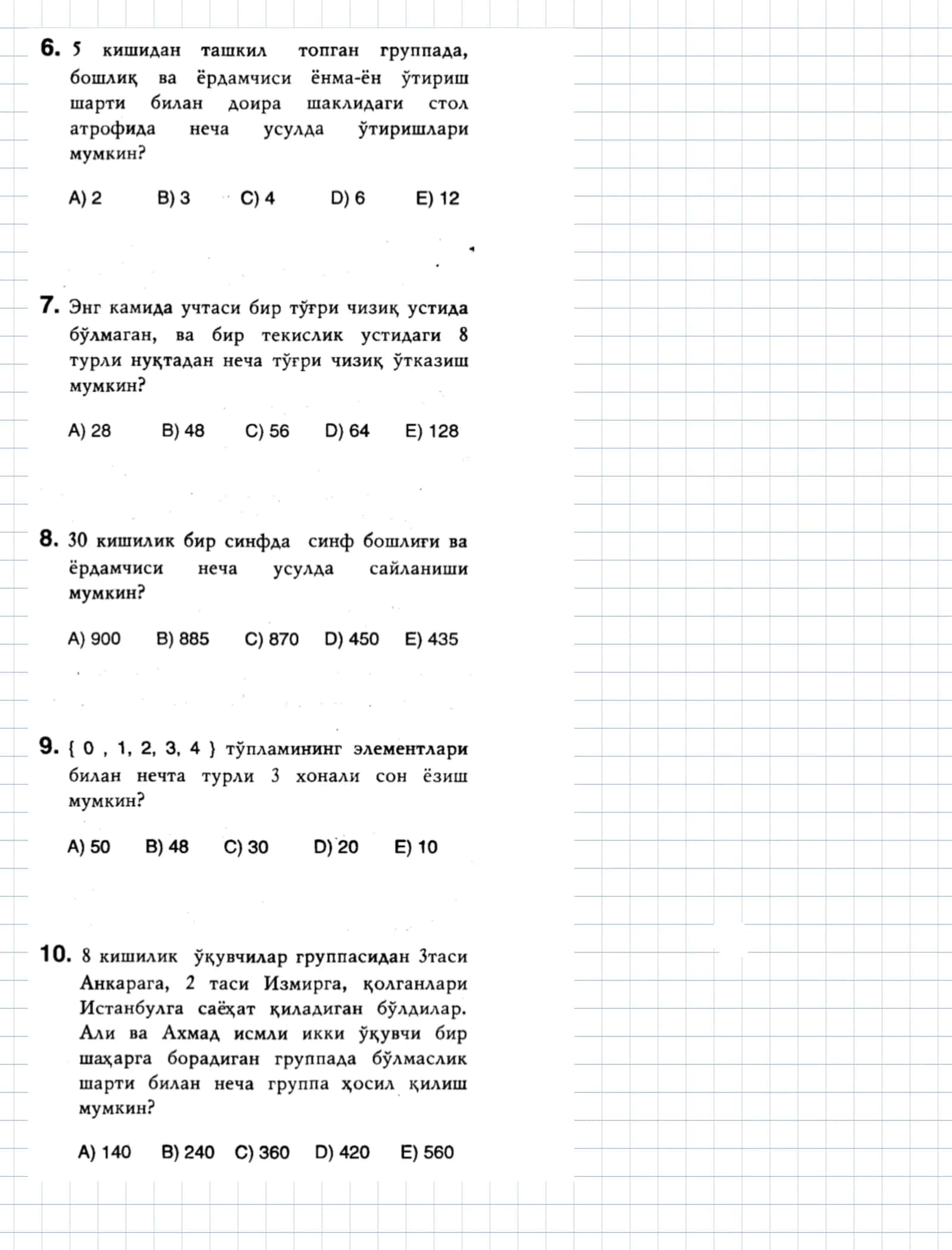 Kombinatorika test 2