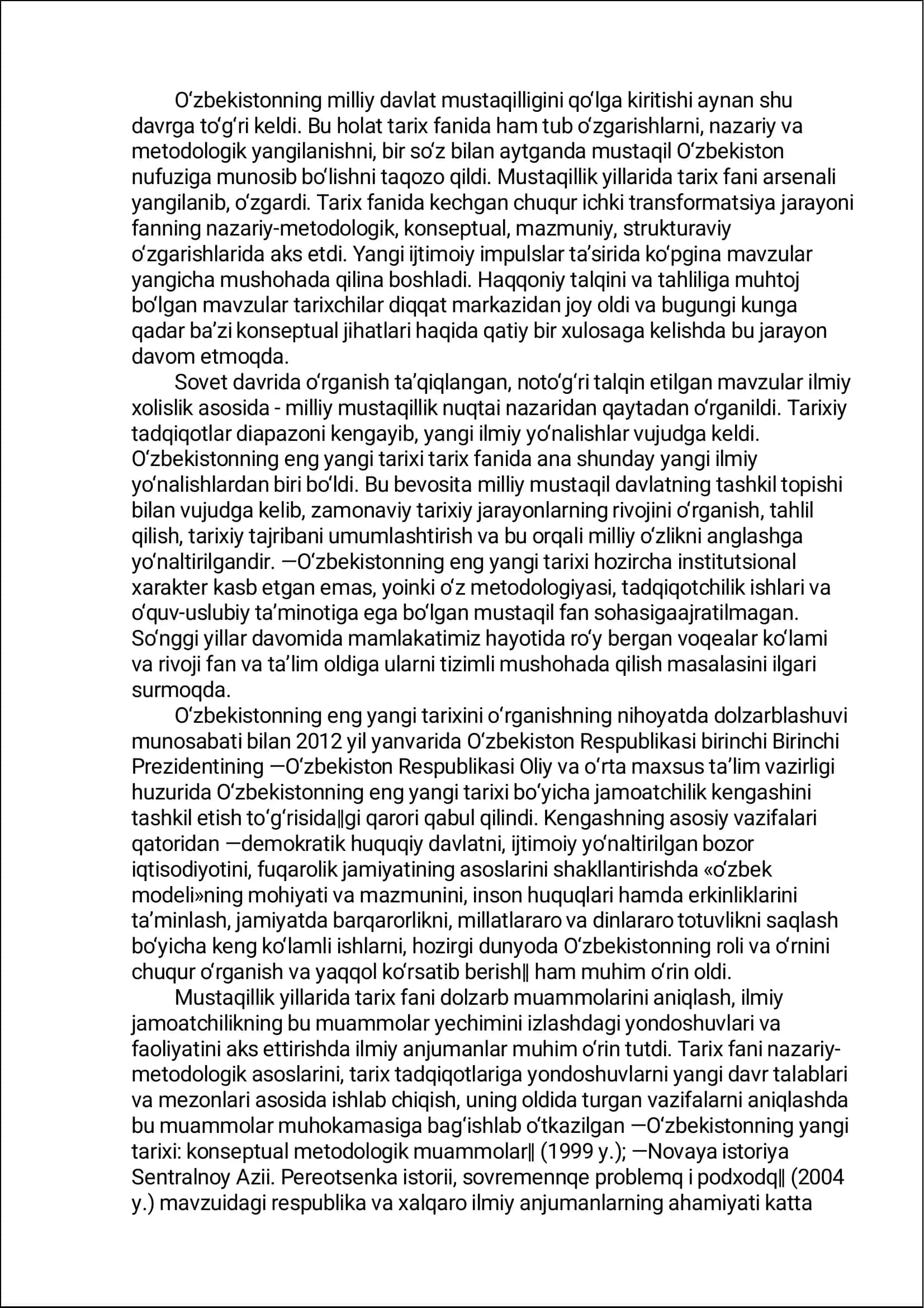 O‘zbekistonning eng yangi tarixi faniga kirish 2