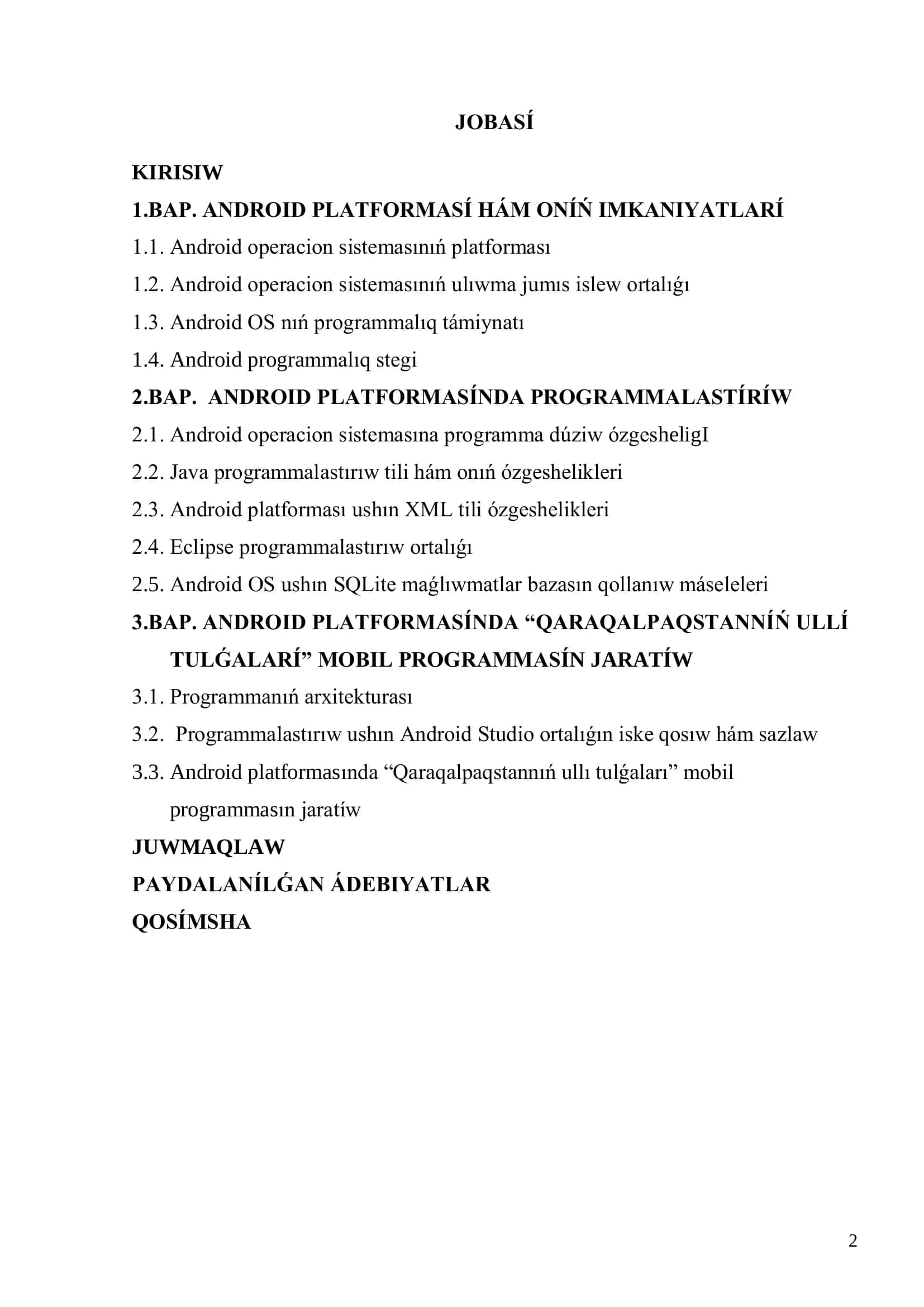 Pitkeriw Qánigeliik Jumísi 2