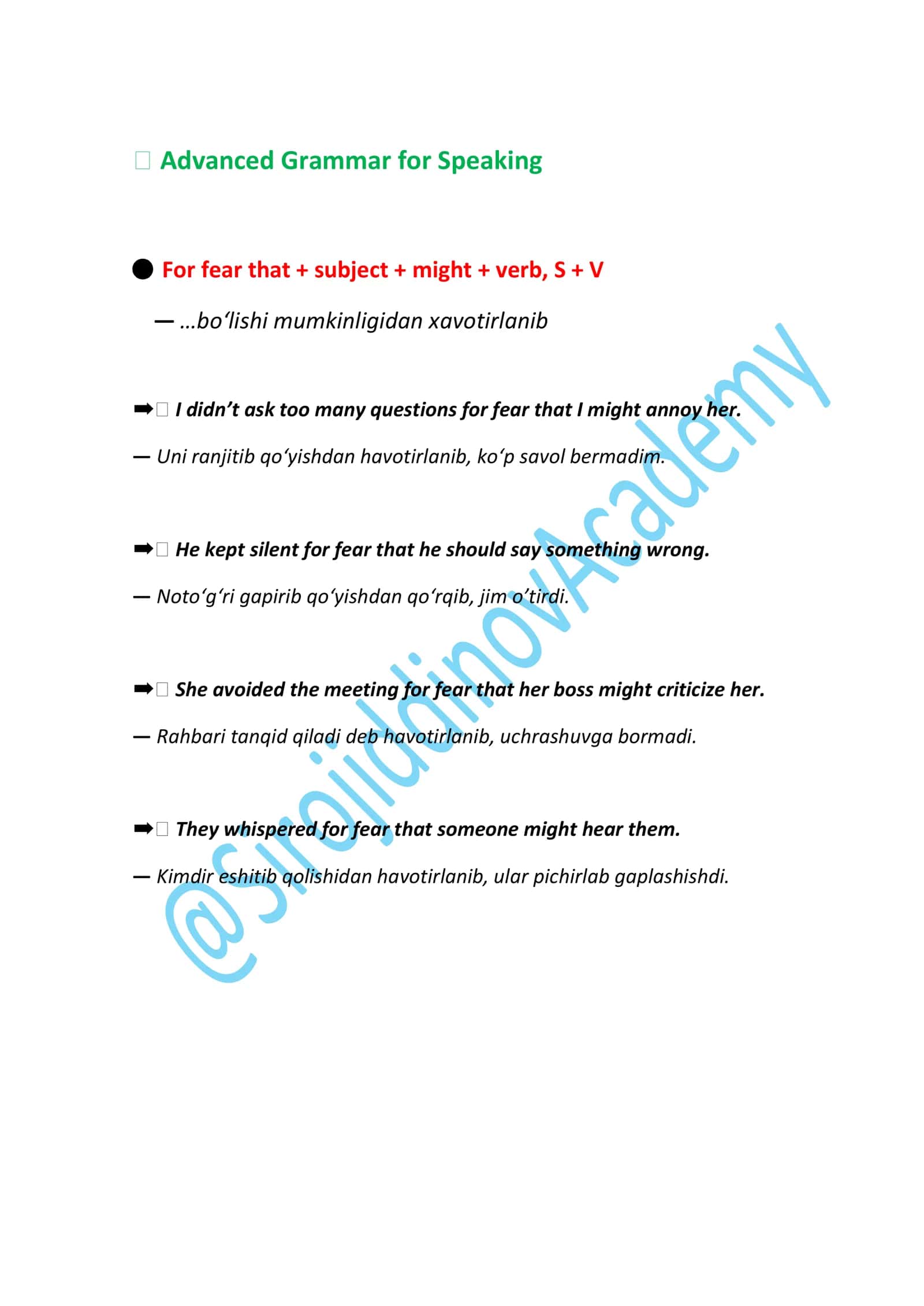 Advanced Grammar for Speaking 2