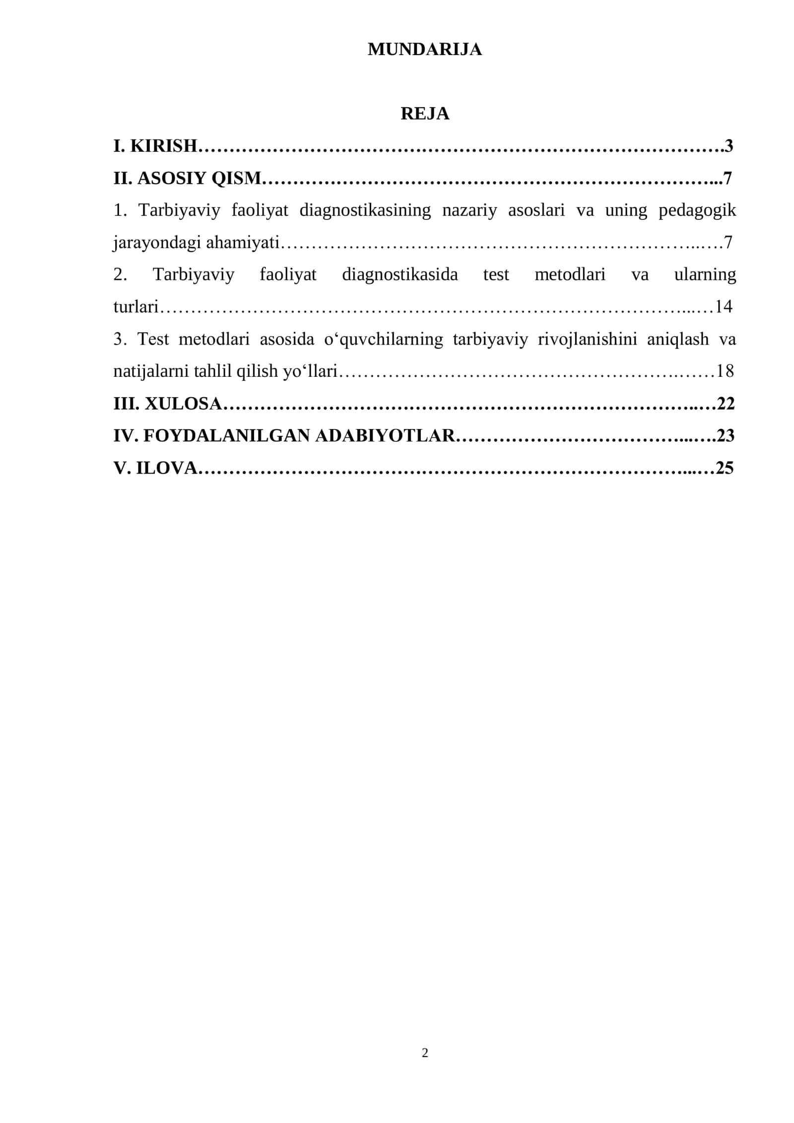 Tarbiyaviy faoliyat diagnostikasida test metodlari 2