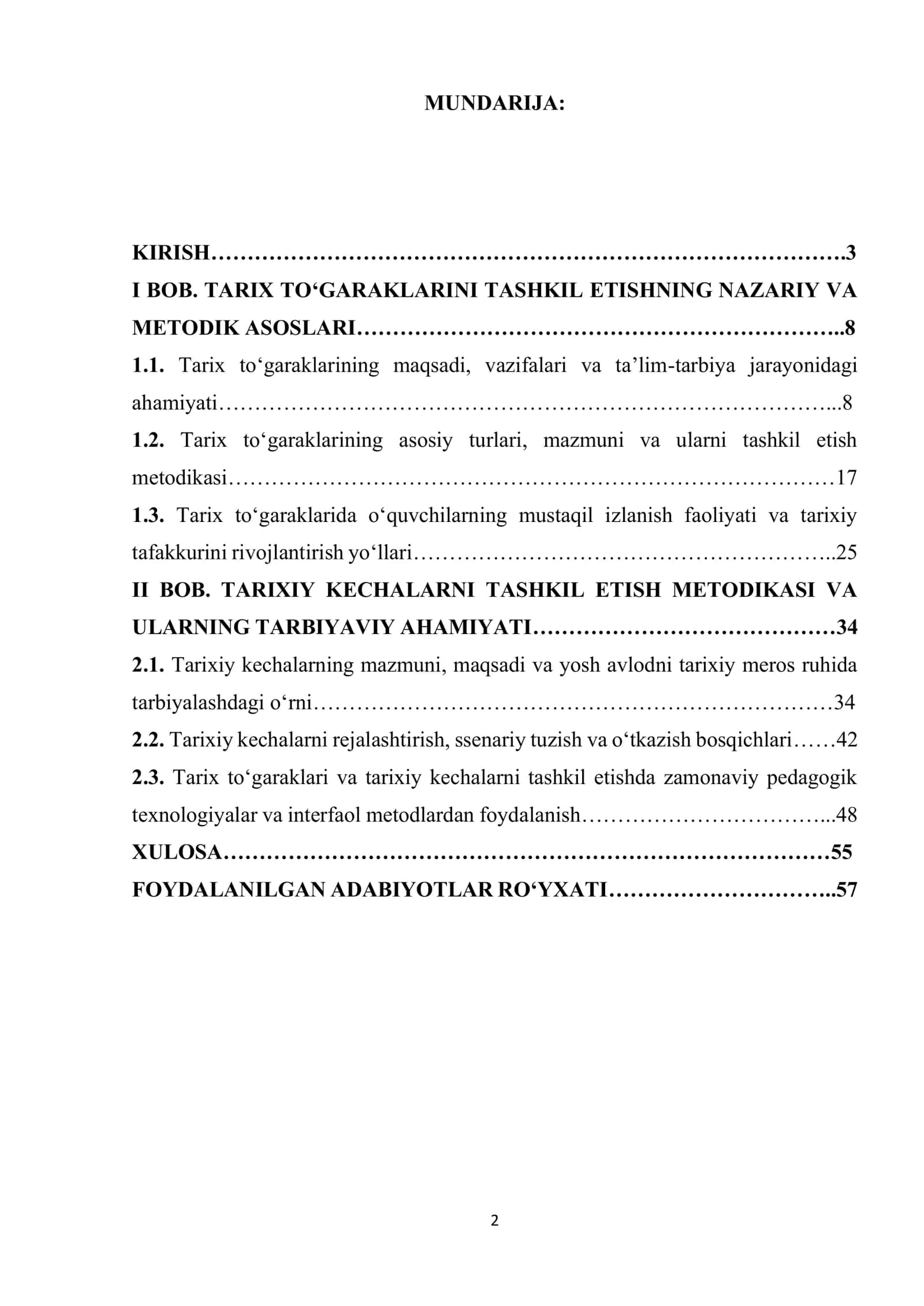 TARIX TO‘GARAKLARINI VA TARIXIY KECHALAR 2