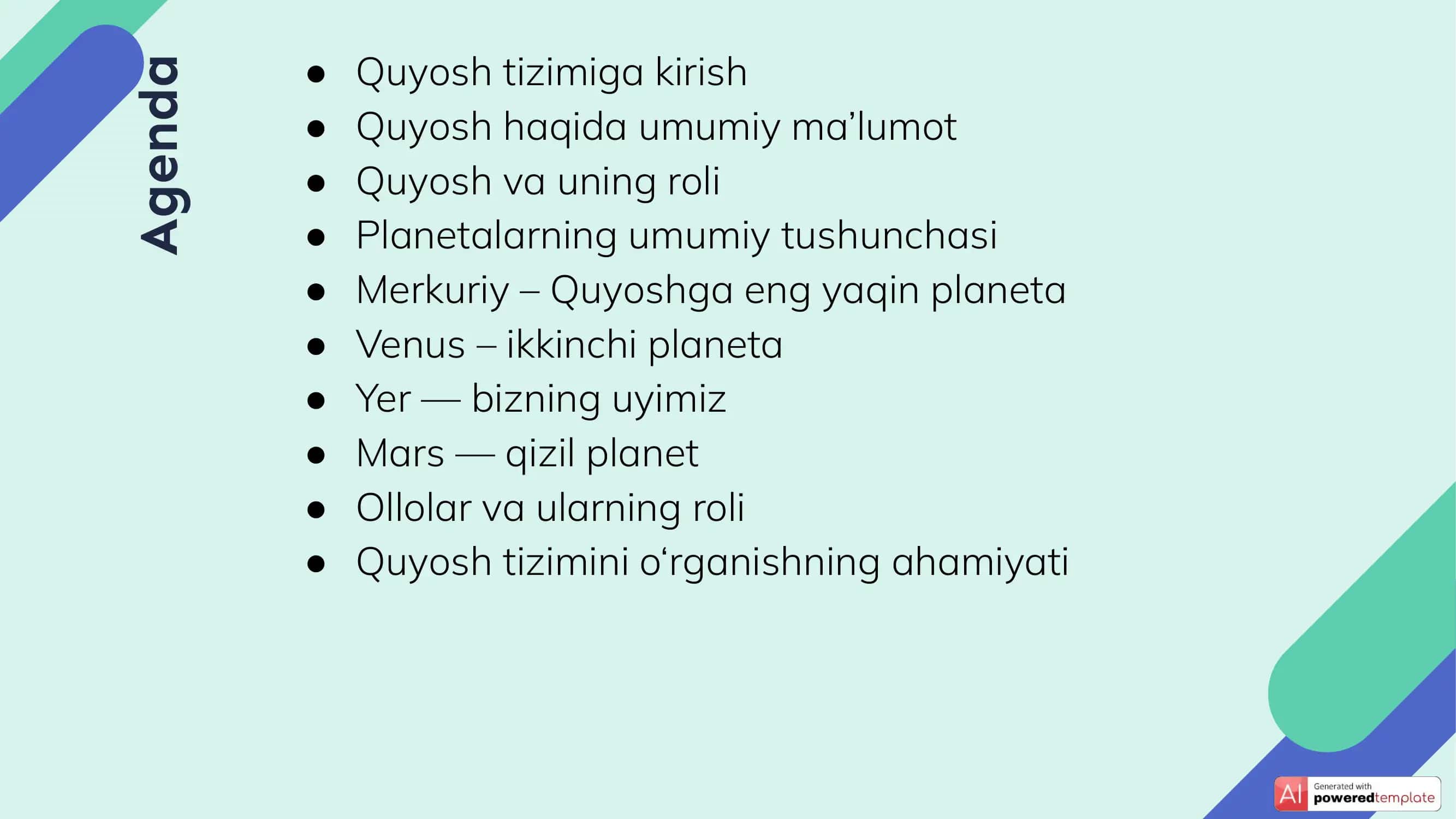 Quyosh tizimi haqida taqdimot 2