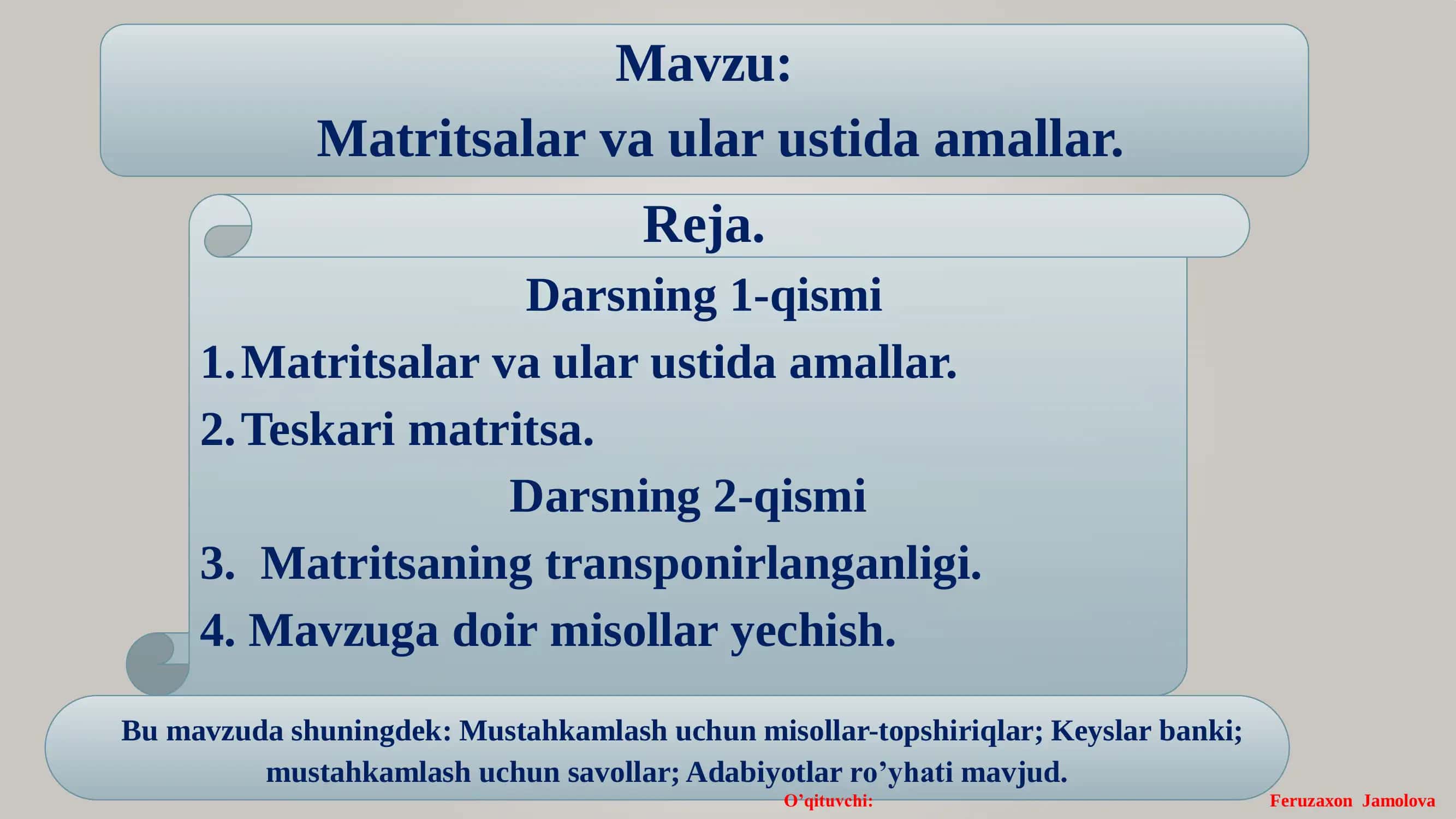 Matritsalar va ular ustida amallar 2