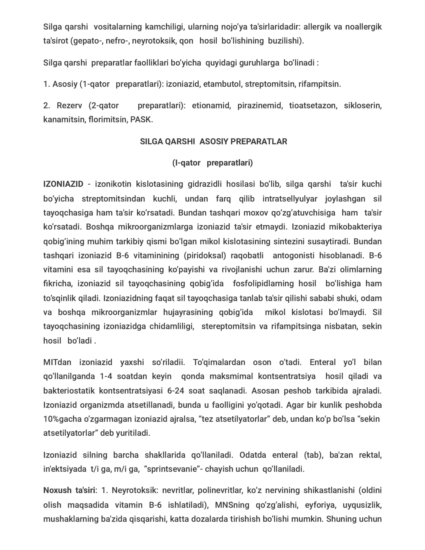 Sil kasalligini davolash 2