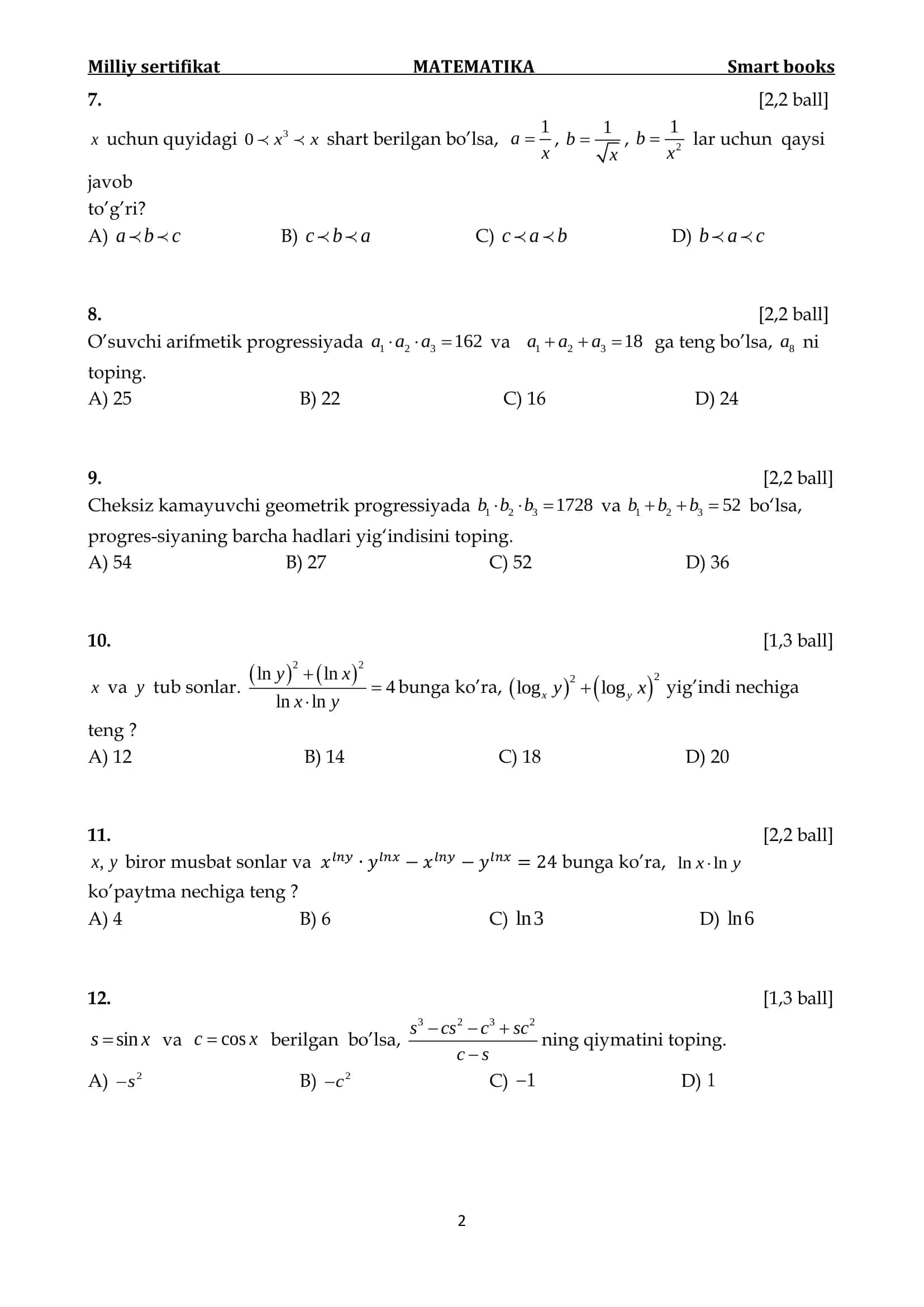 MATEMATIKA Smart books 2