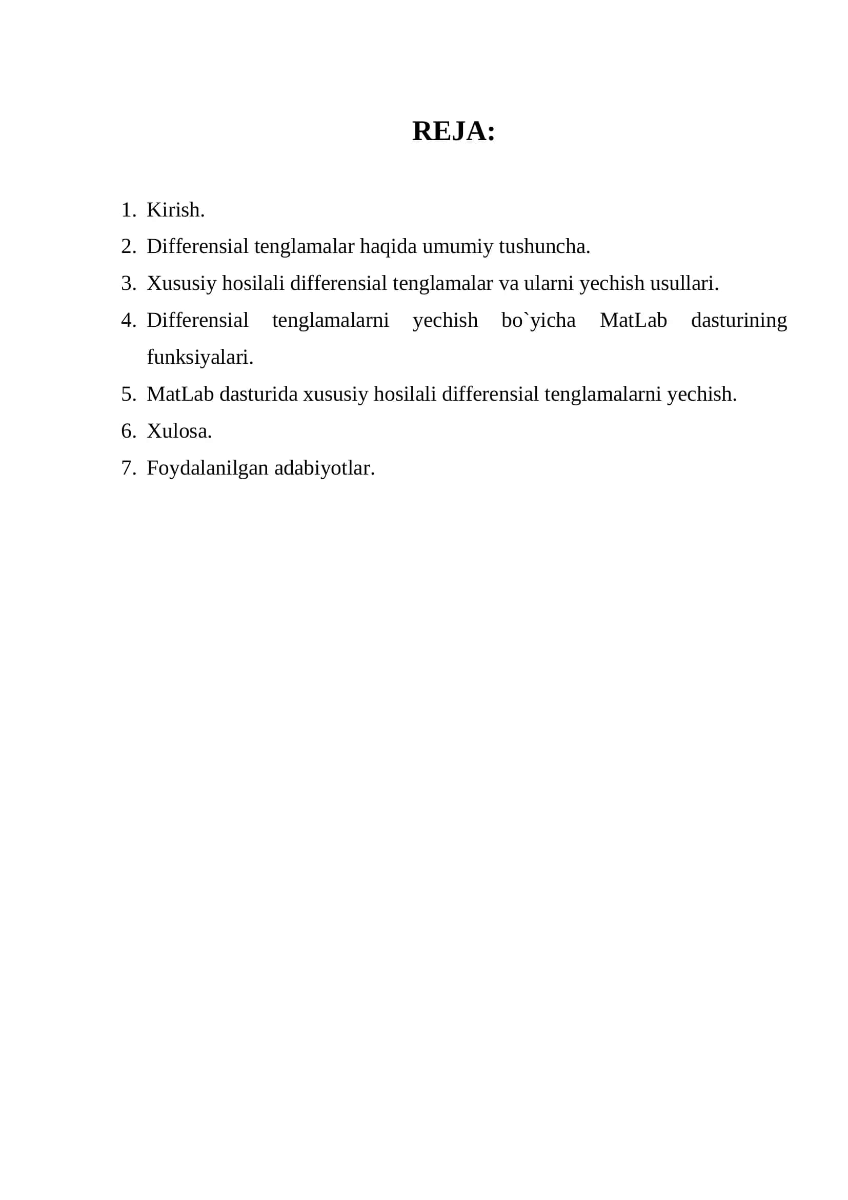 MatLab dasturida xususiy hosilali differensial tenglamalarni yechish 2