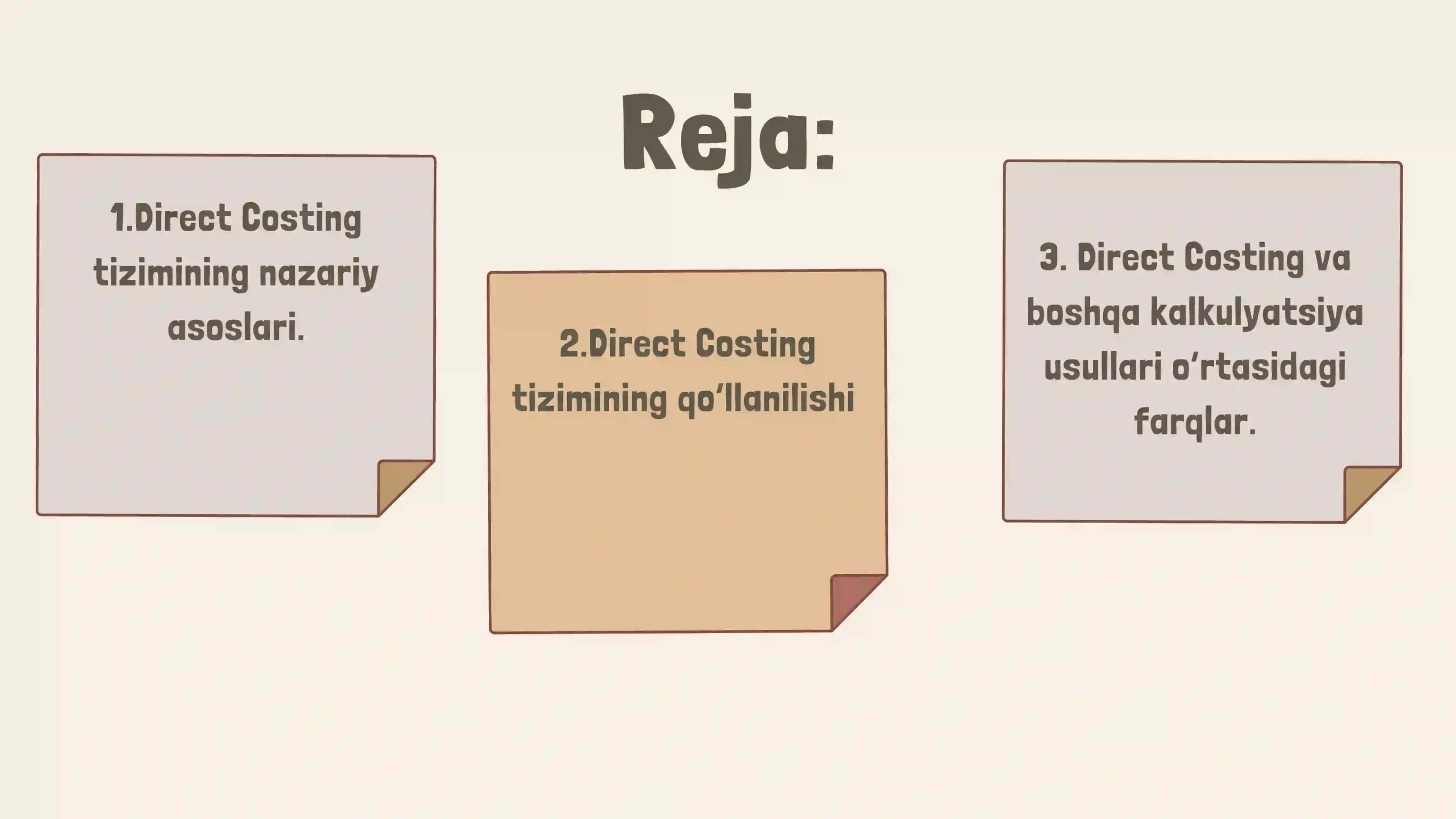 Tannarxning o‘zgaruvchan xarajatlar bo‘yicha kalkulyatsiyasi (Direct costing) 2