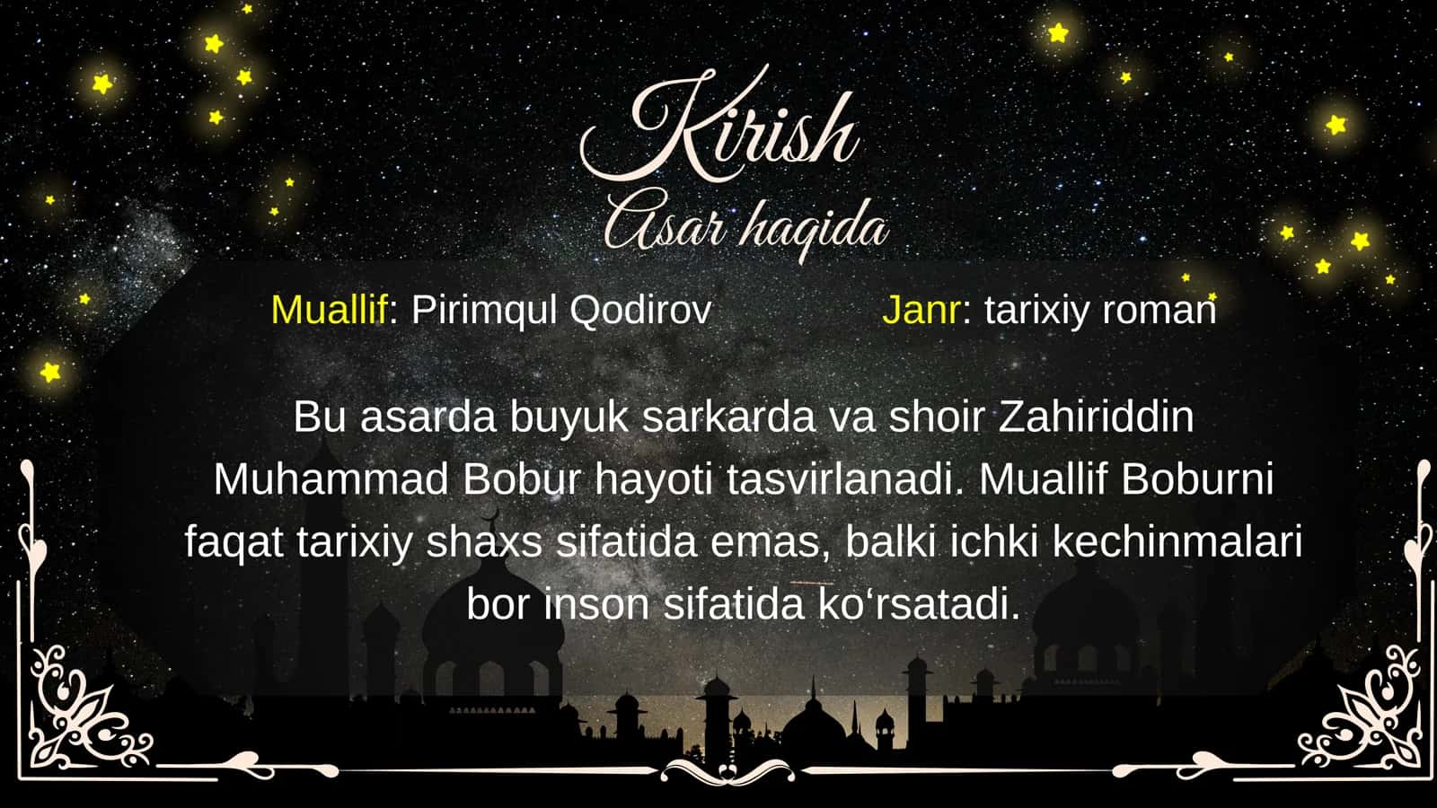 Yulduzli tunlar asar tahlili 2