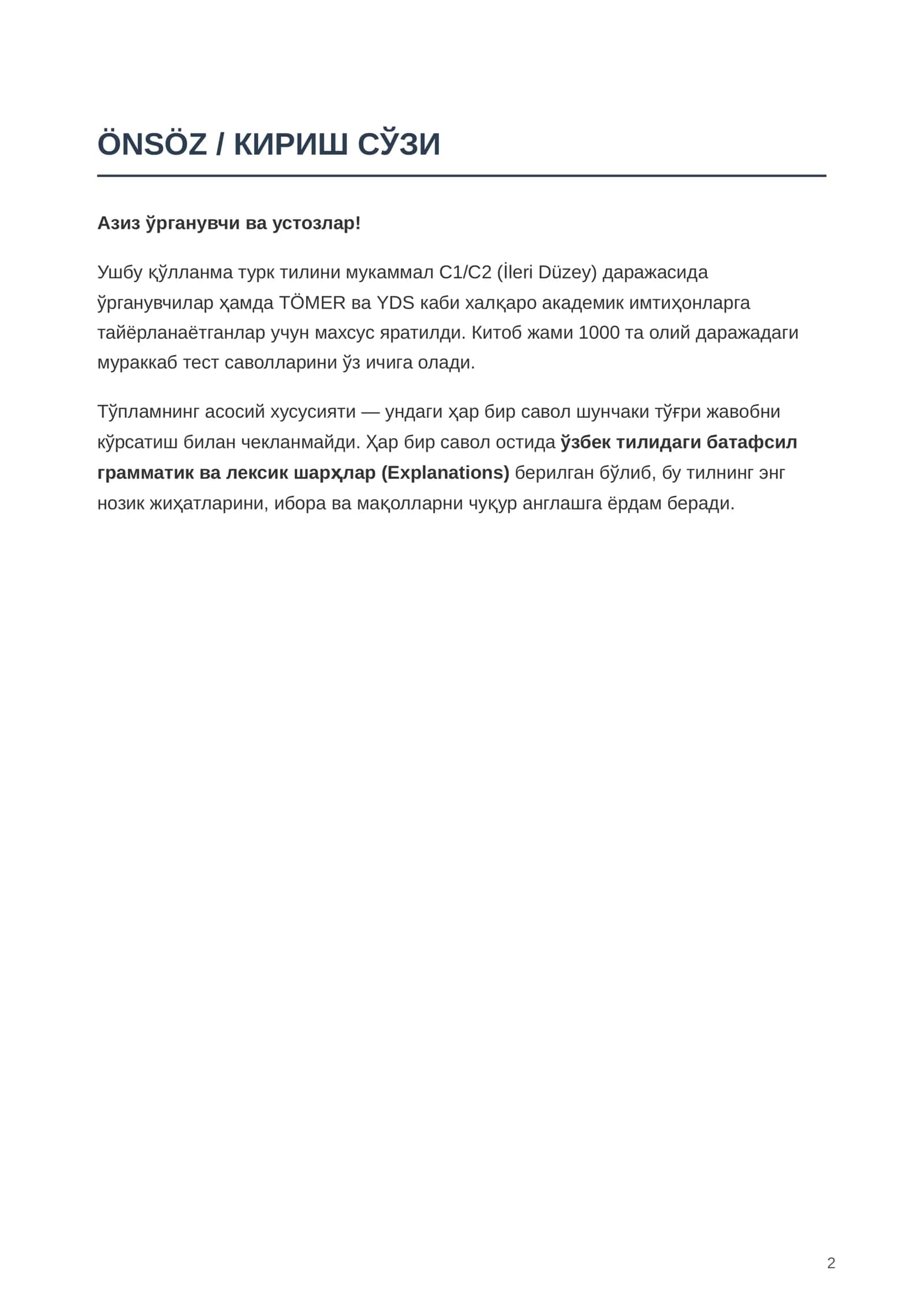 C1/C2 İLERİ DÜZEY TÜRKÇE 2