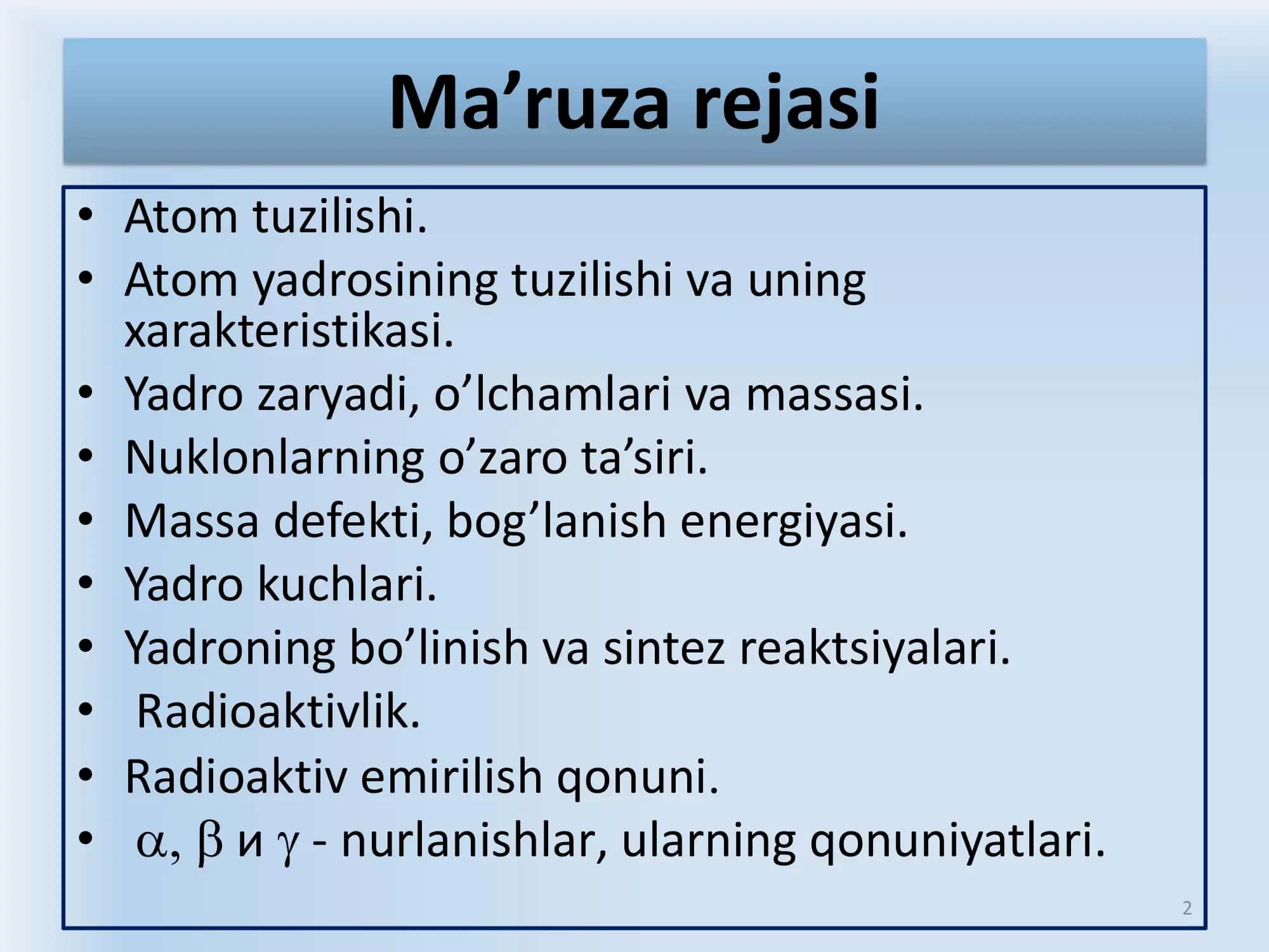 Atomlar va molekulalar kimyosi 2