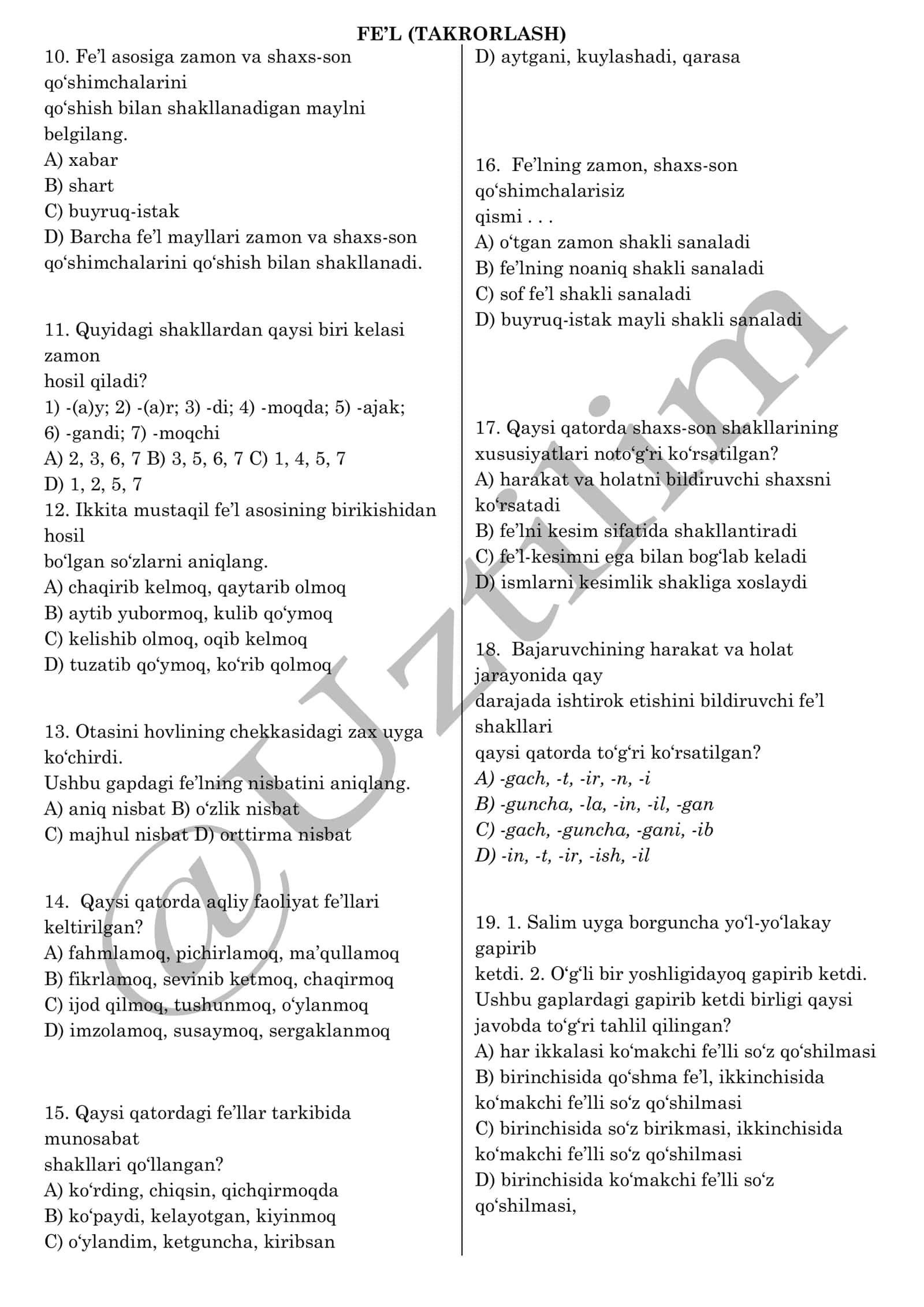 Fe’l (Takrorlash) 2