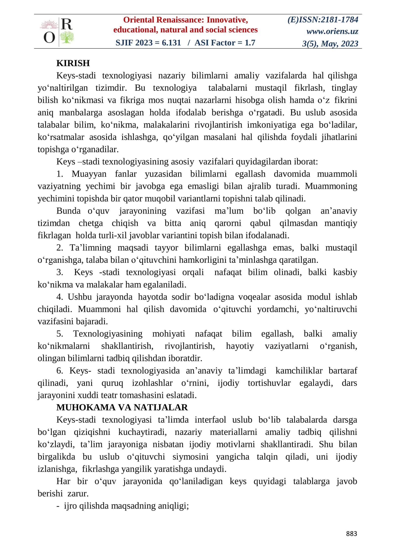 KEYS-STADI TEXNOLOGIYASINING O‘QUV DIDAKTIK VAZIFALARI 2