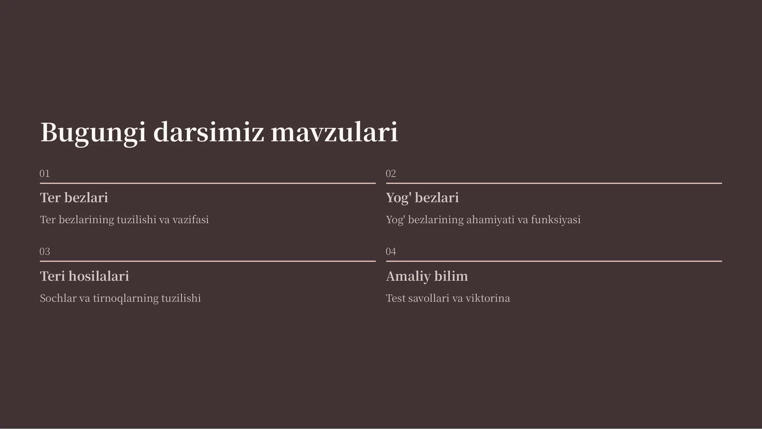 Ter bezlari va teri hosilalari 2