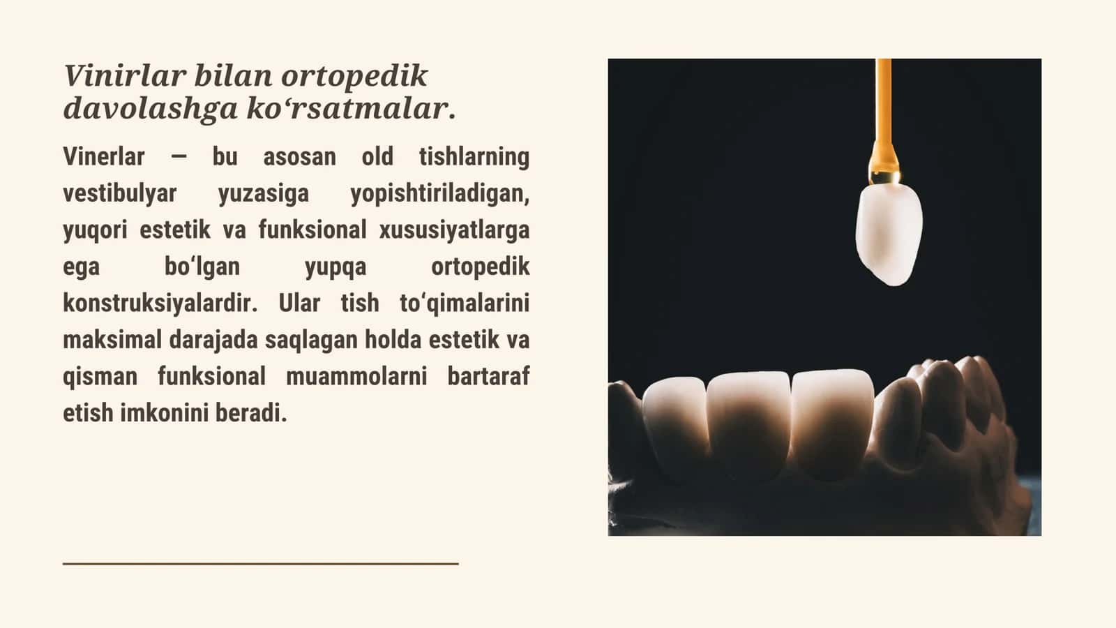 Vinirlar bilan ortopedik davolashga ko'rsatmalar 2
