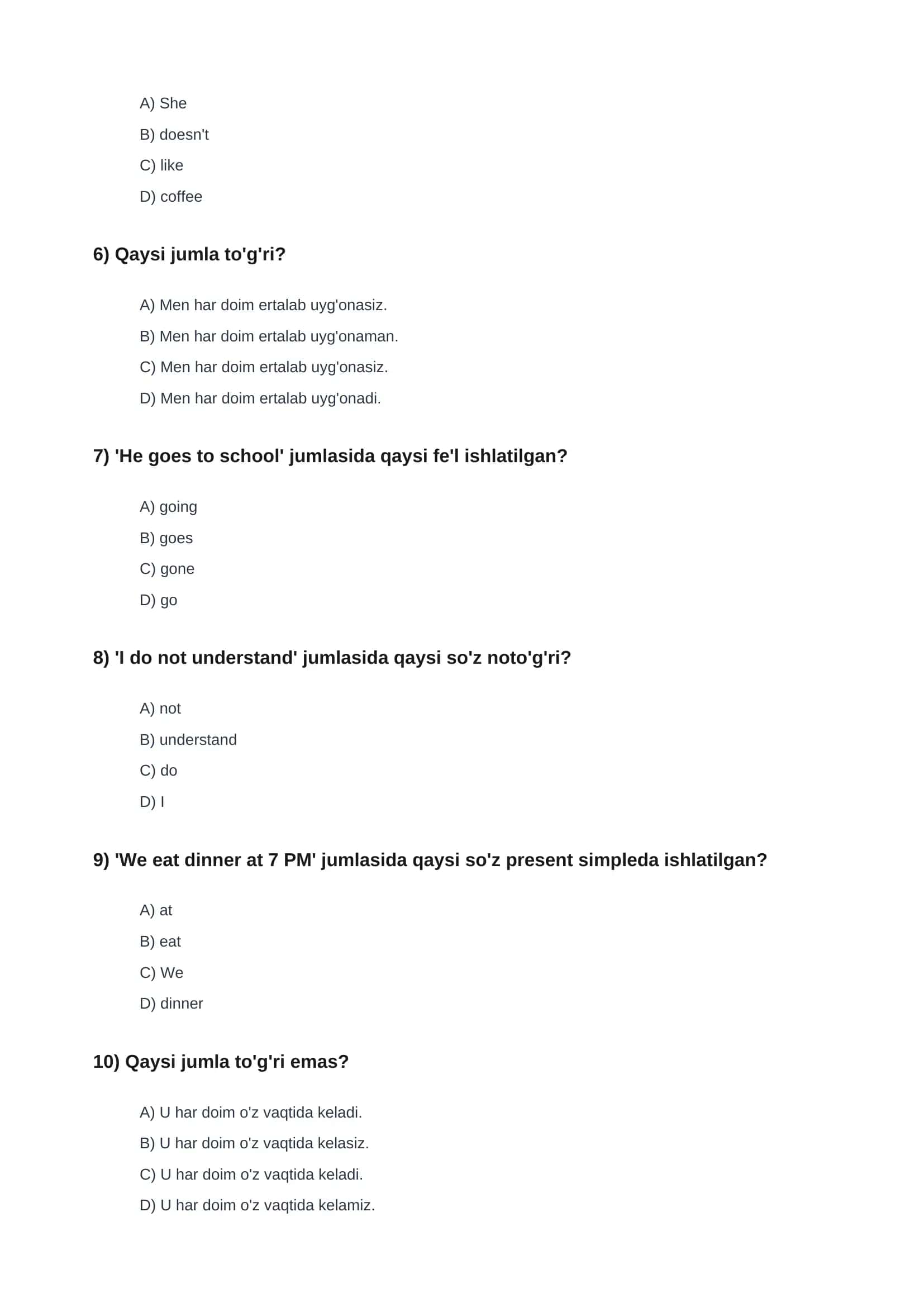 Present simple 2