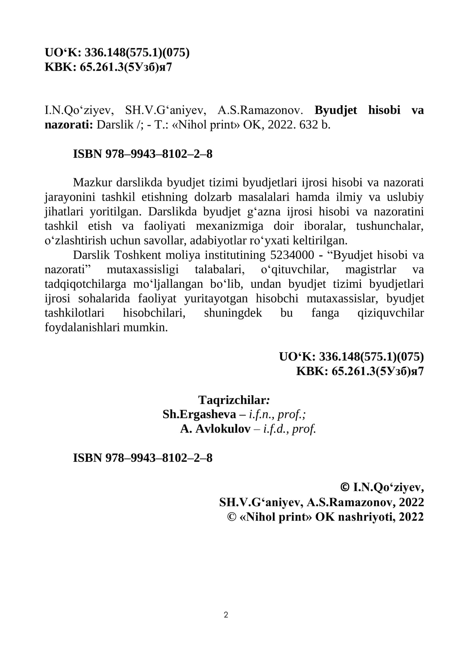 BYUDJET HISOBI VA NAZORATI 2