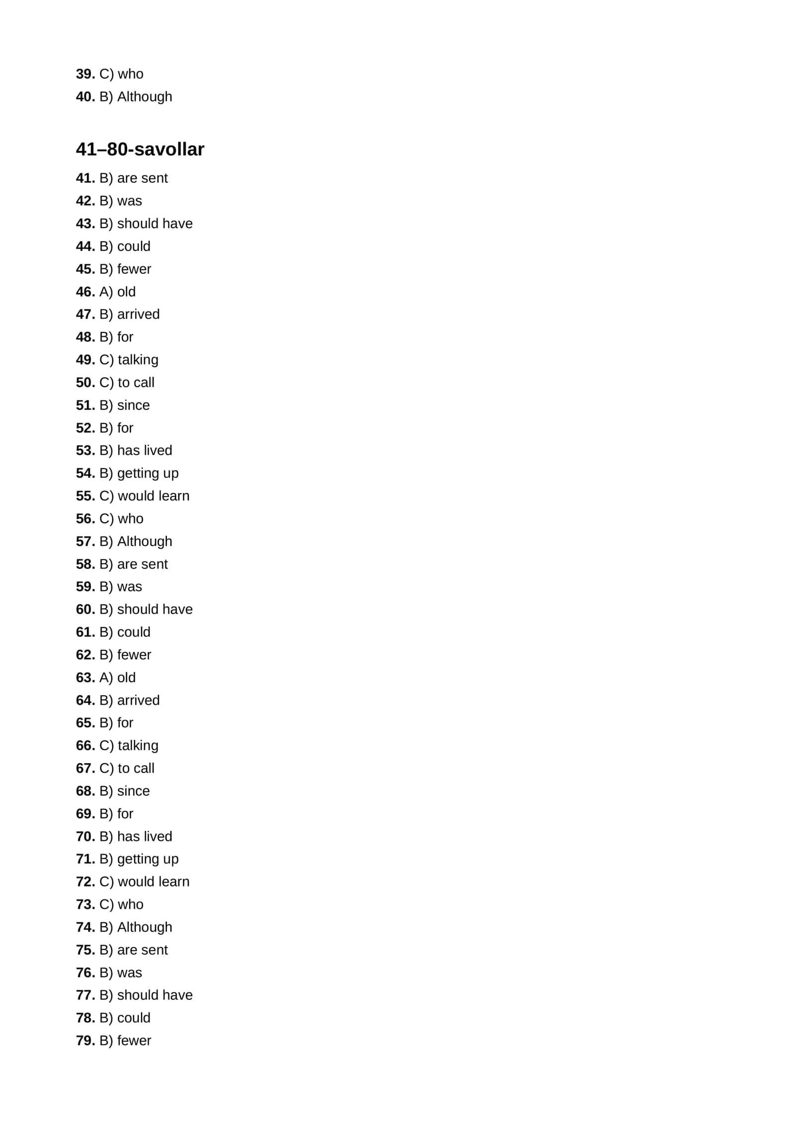 Engliz tili test a2 b1 javoblari 2