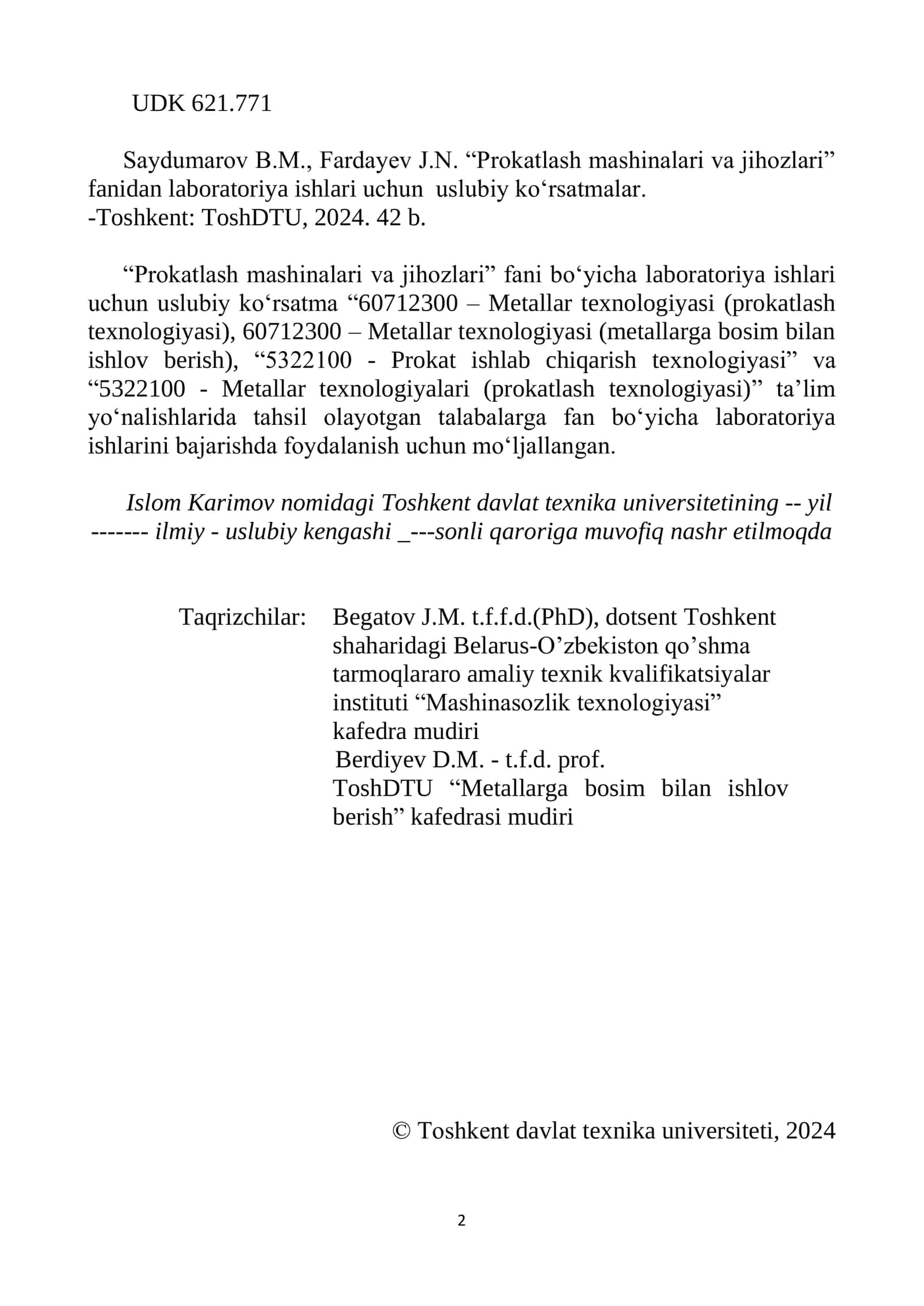 Prokatlash mashinalari va jihozlari 2