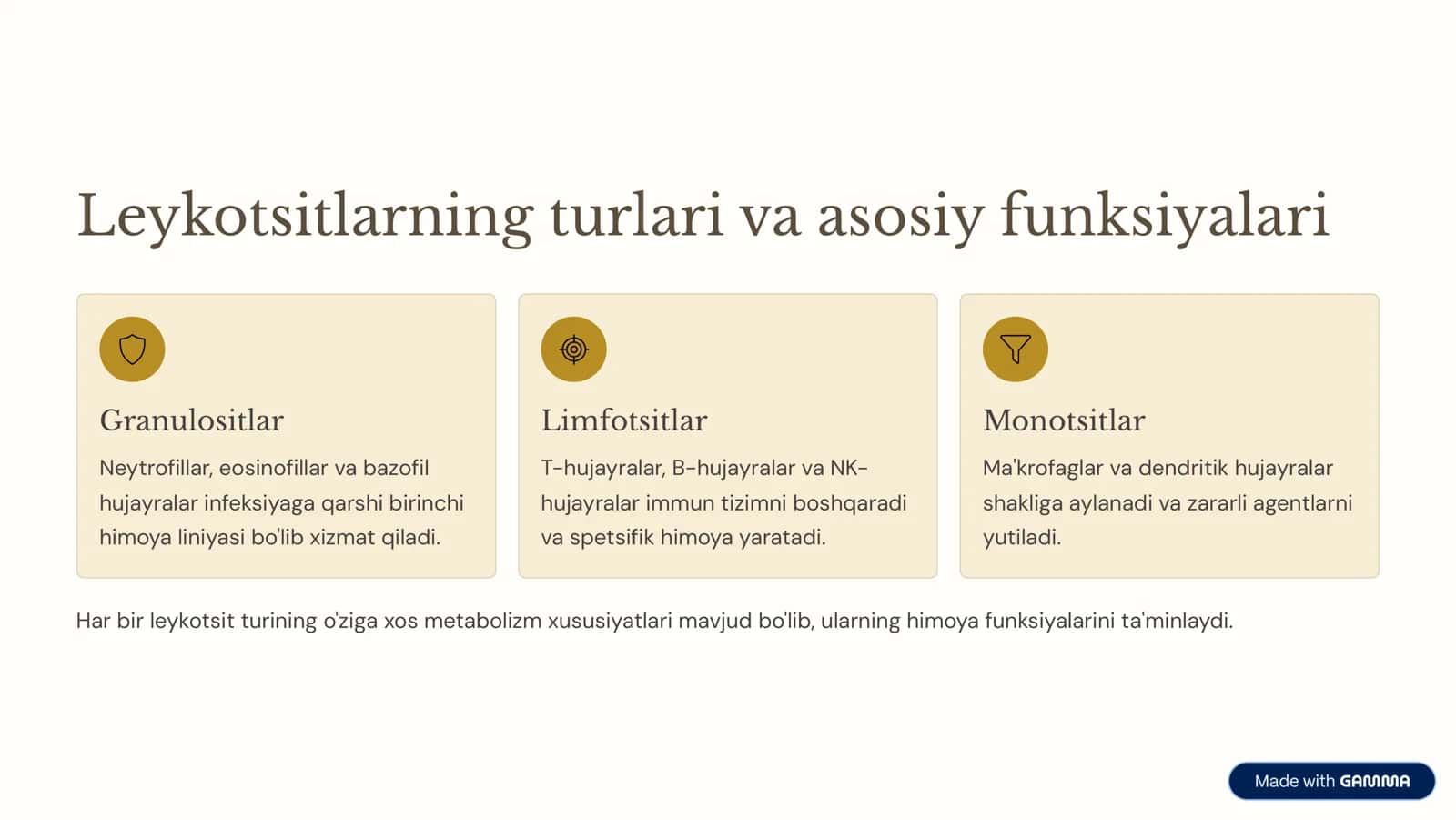 Leykotsitlar metabolizmi xususiyatlari 2