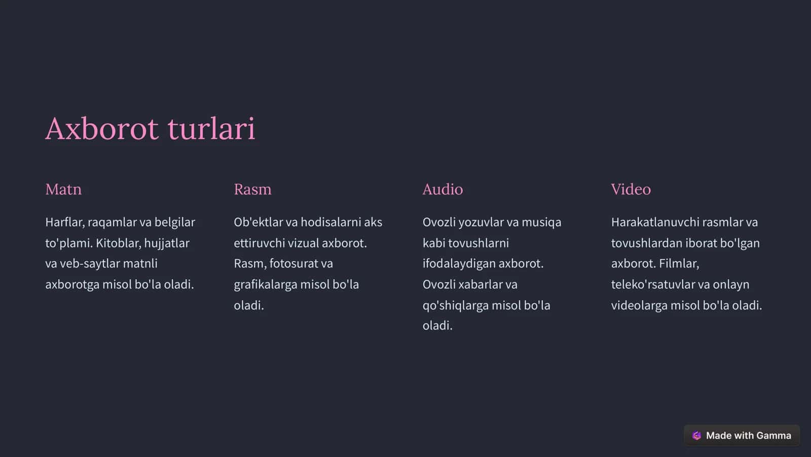 Axborot turlari 2