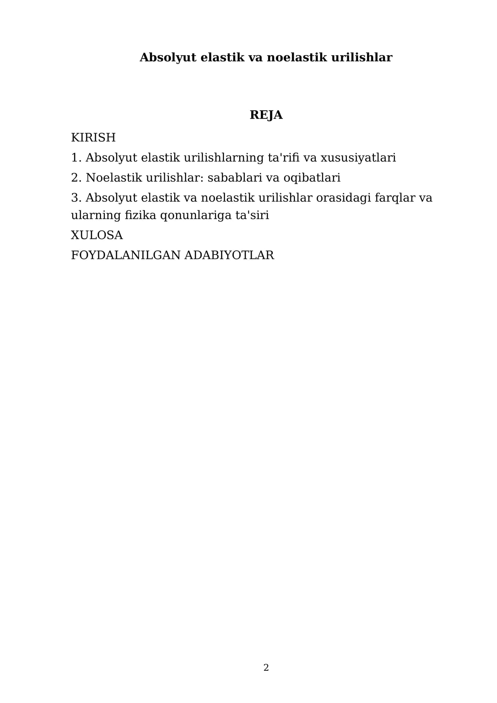 Absolyut elastik va noelastik urilishlar 2