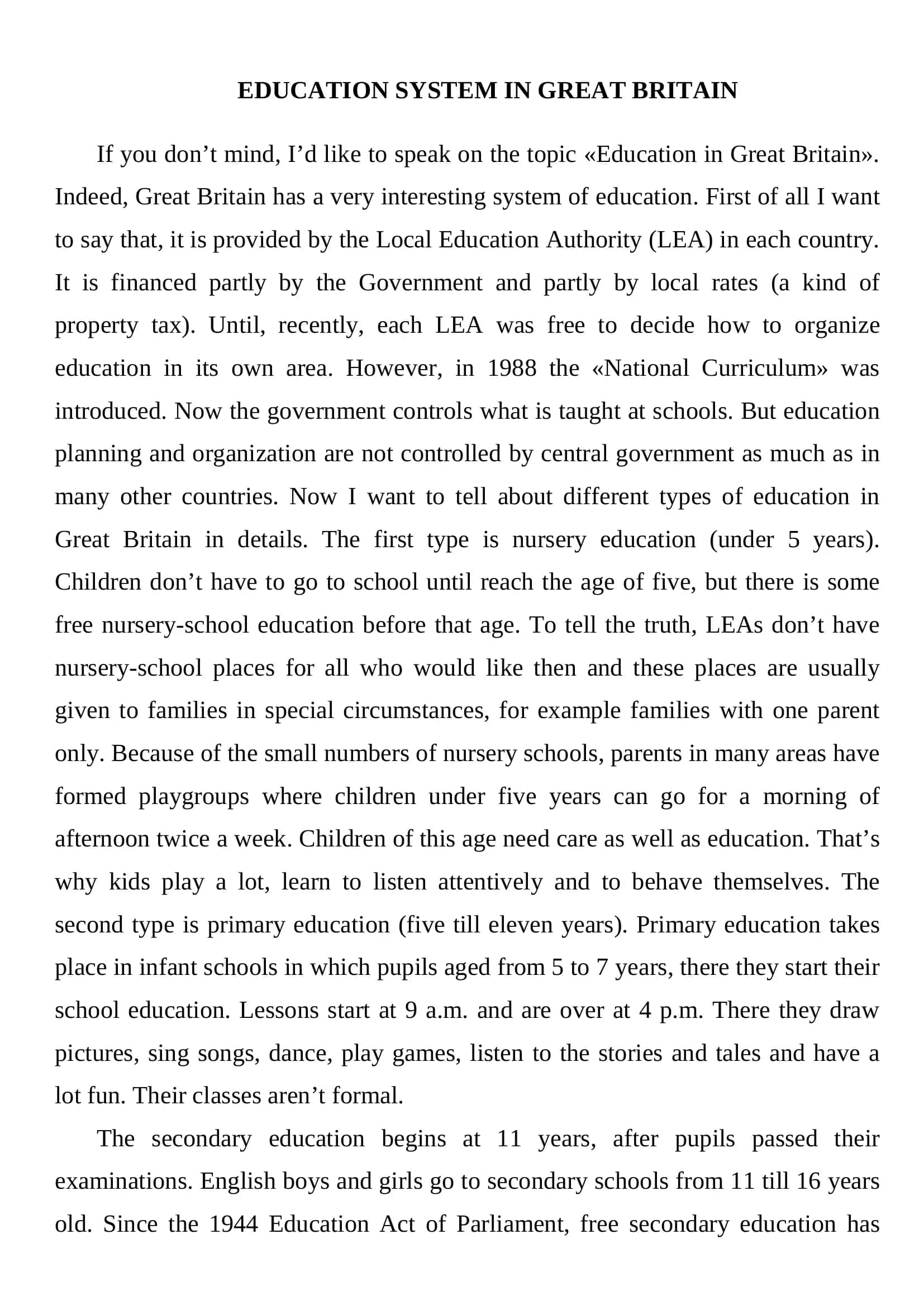 EDUCATION SYSTEM IN GREAT BRITAIN 2
