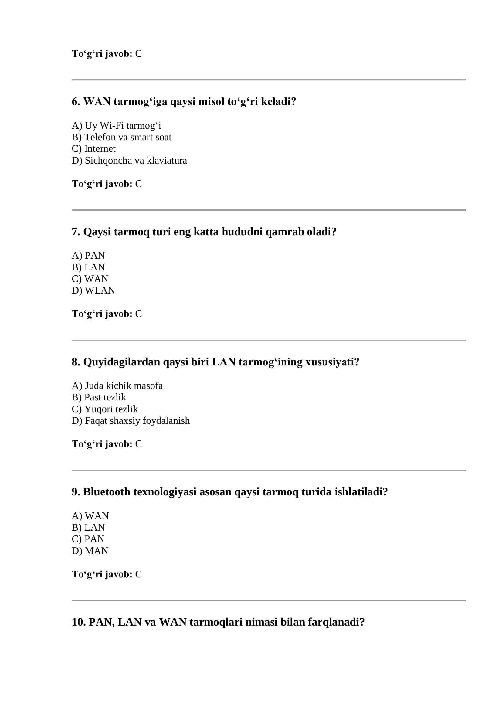 kompyuter tarmog'i test pdf 40talik 2