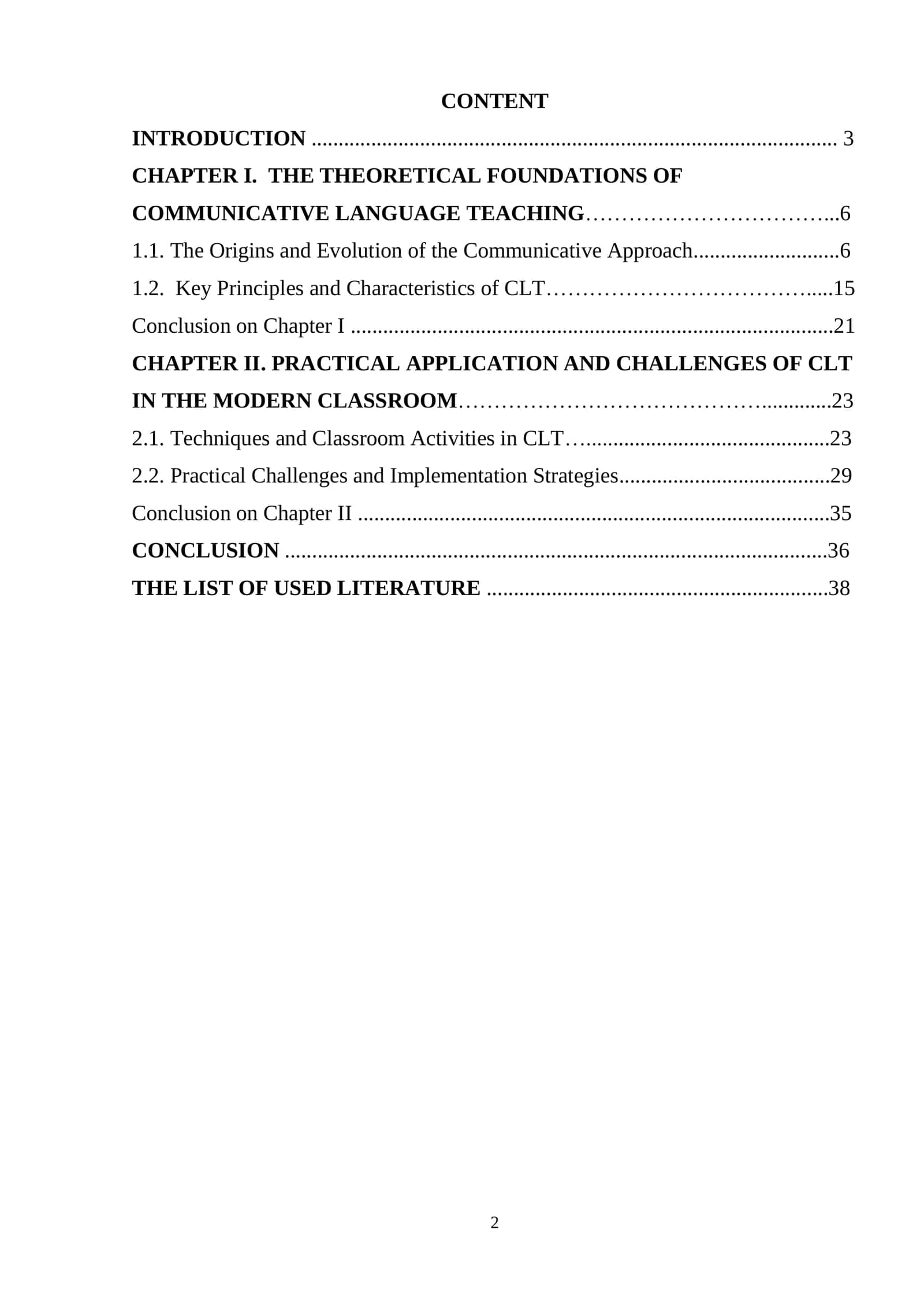 COURSE WORK THE NATURE AND PRACTICAL APPLICATION OF COMMUNICATIVE LANGUAGE TEACHING 2