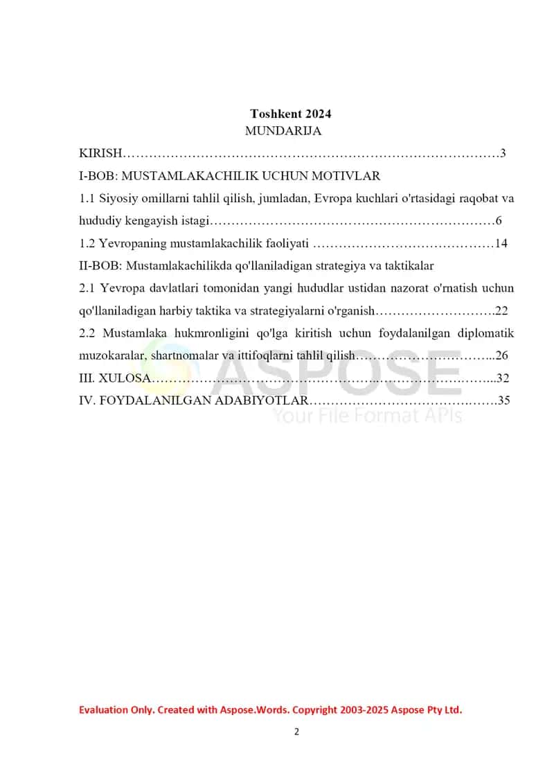 Yevropa davlatlarining mustamlakalar uchun kurashi (XVIII- asrda) 2